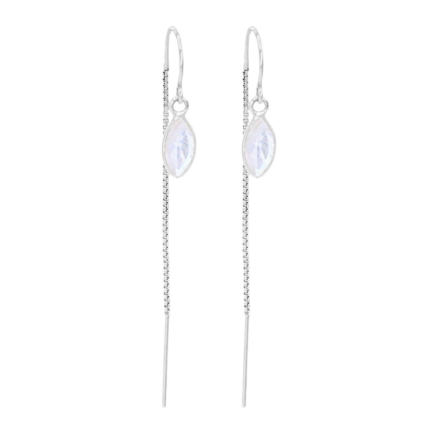 Rainbow Moonstone Marquise Bezel Threaders - BeachBu Jewelry