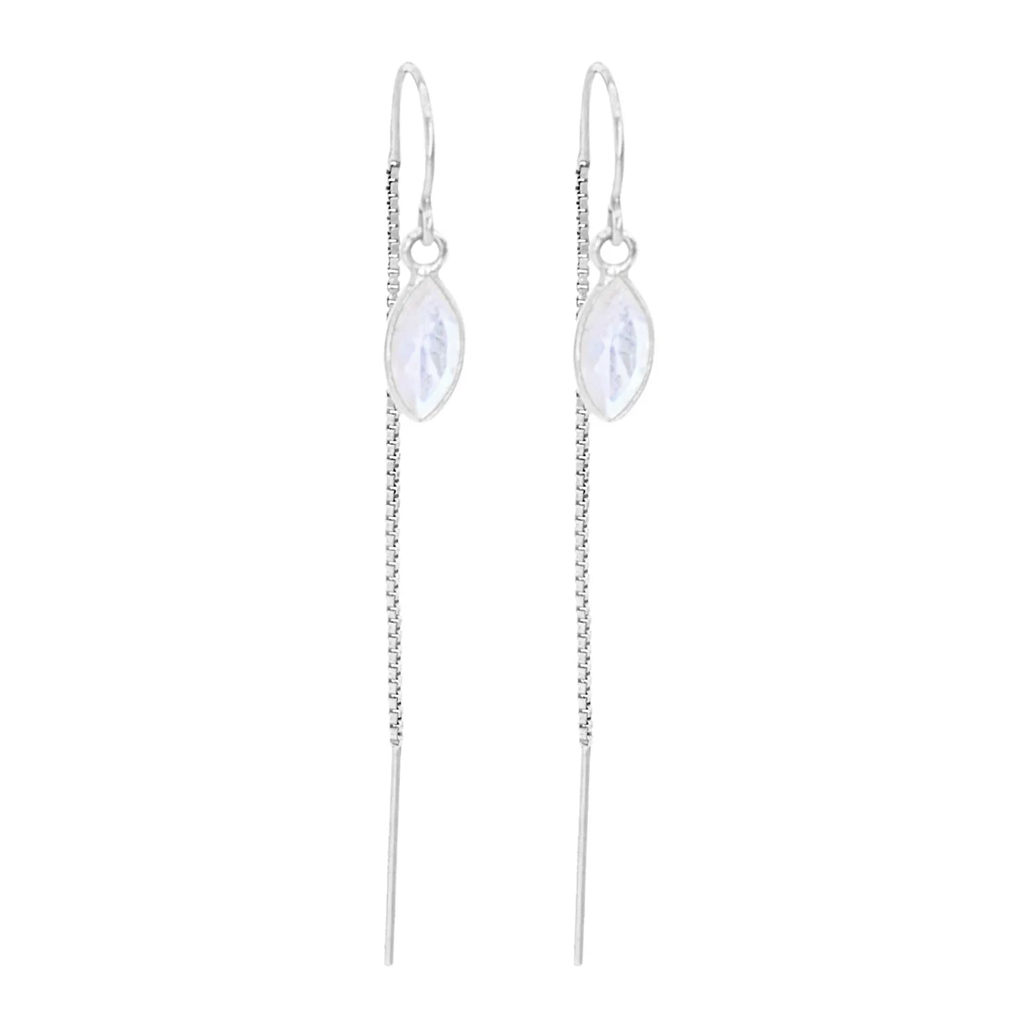 Rainbow Moonstone Marquise Bezel Threaders - BeachBu Jewelry