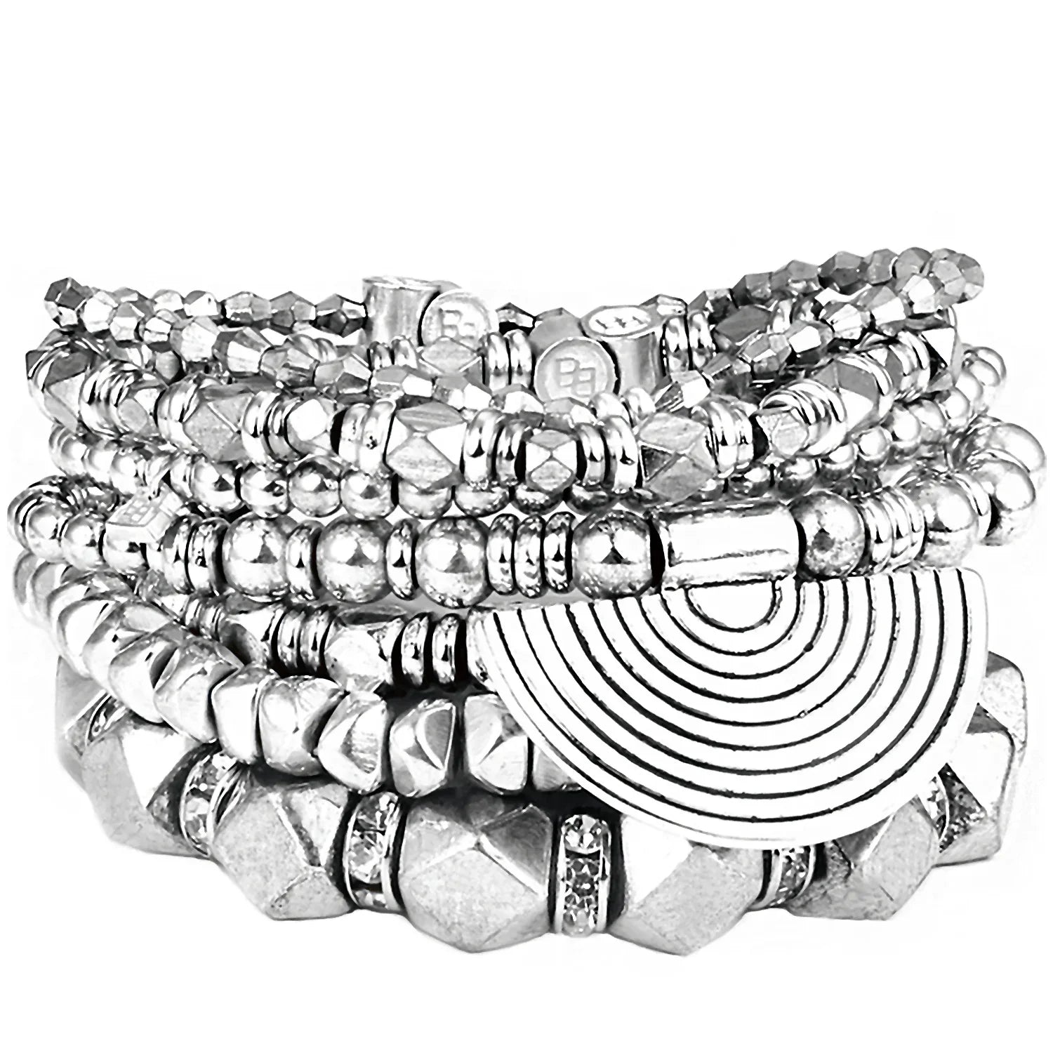 Townhouse Beaded Bracelet Set in Silver - BeachBu Jewelry