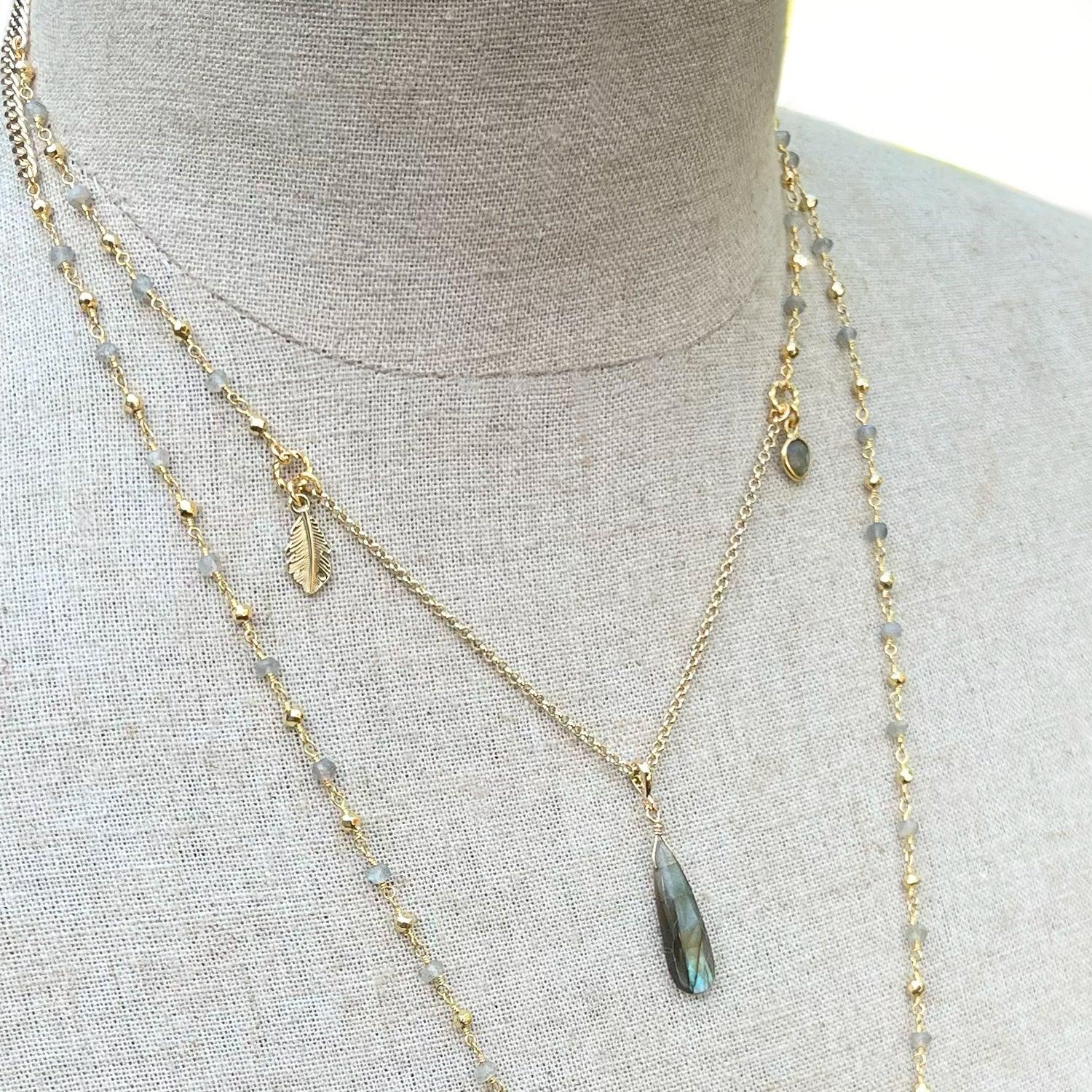 Colette Natural Labradorite Charm Necklace