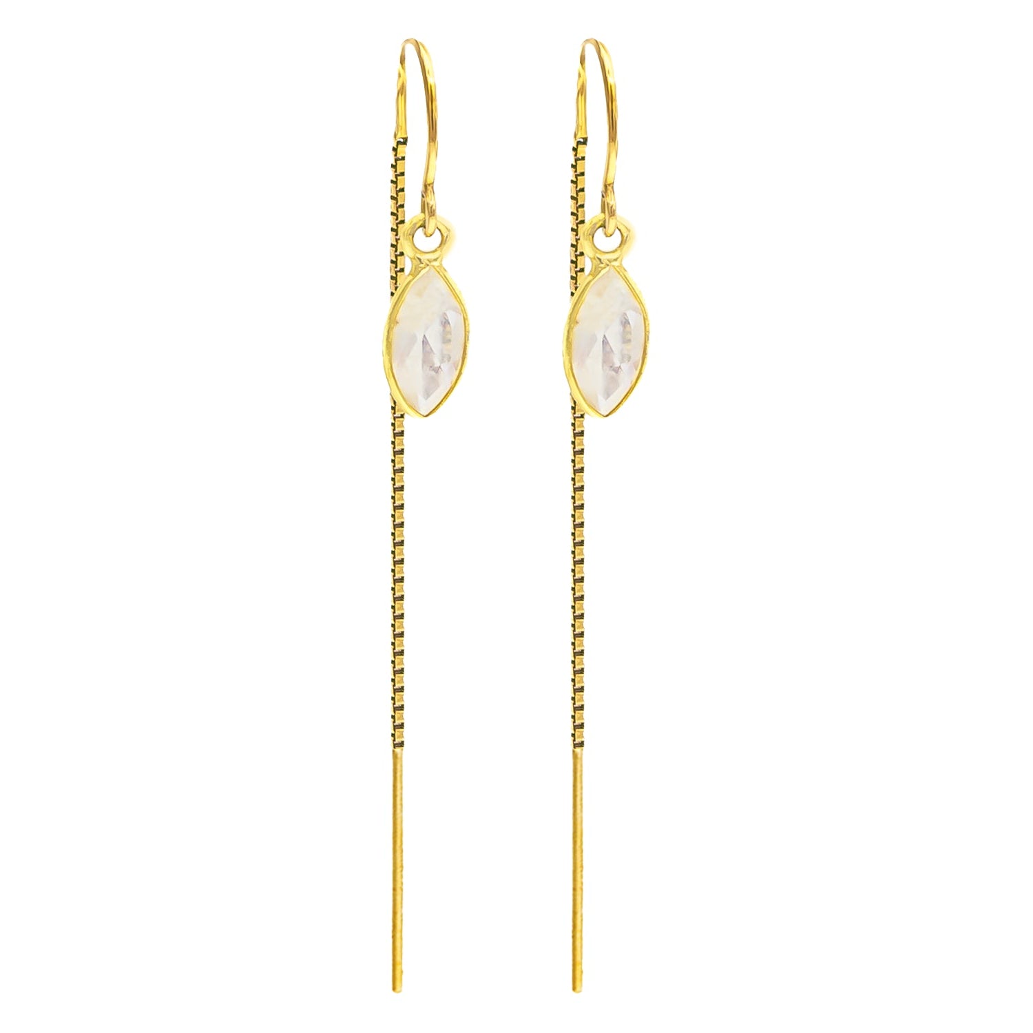 Rainbow Moonstone Marquise Bezel Threaders - BeachBu Jewelry