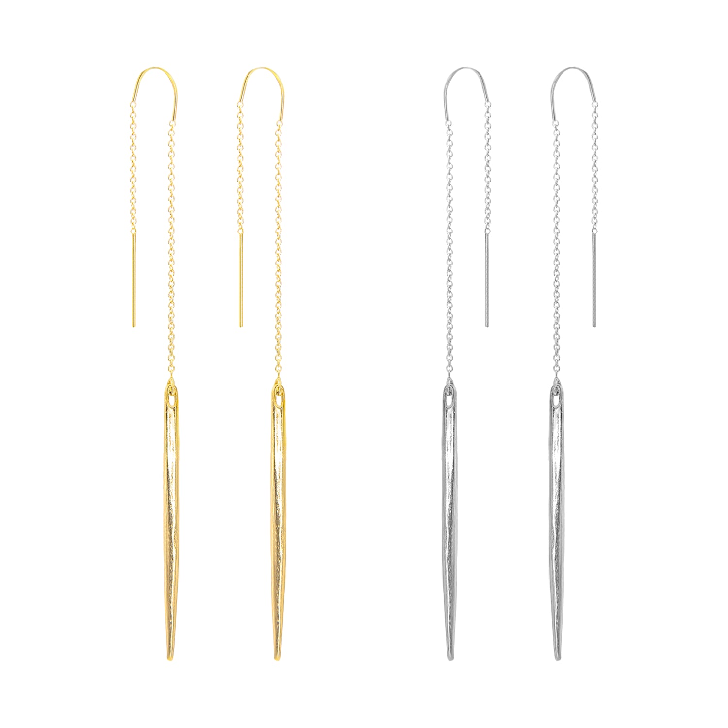 Spike Double Chain Threader Earrings with 2 inch spike - BeachBu Jewelry