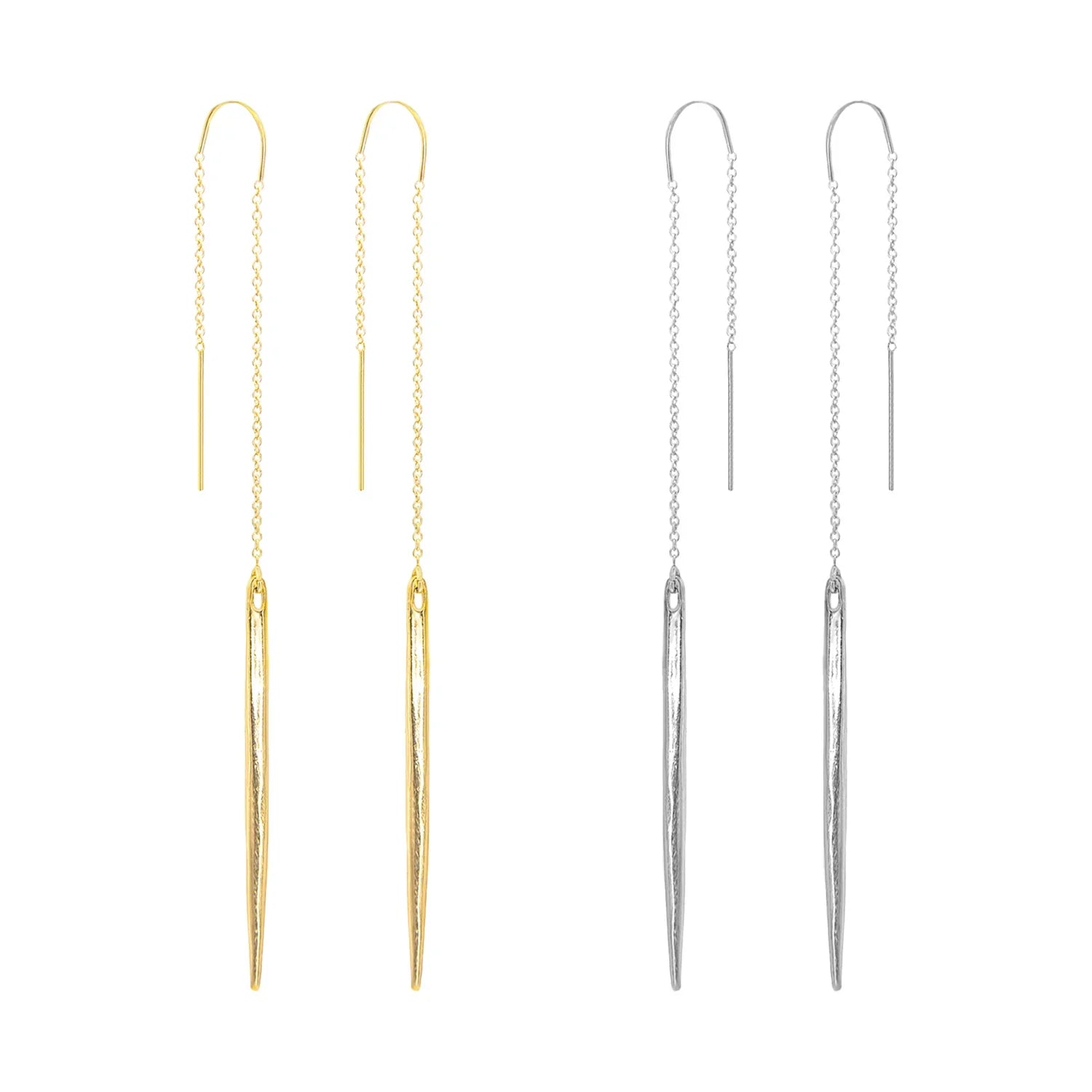 Spike Double Chain Threader Earrings with 2 inch spike - BeachBu Jewelry