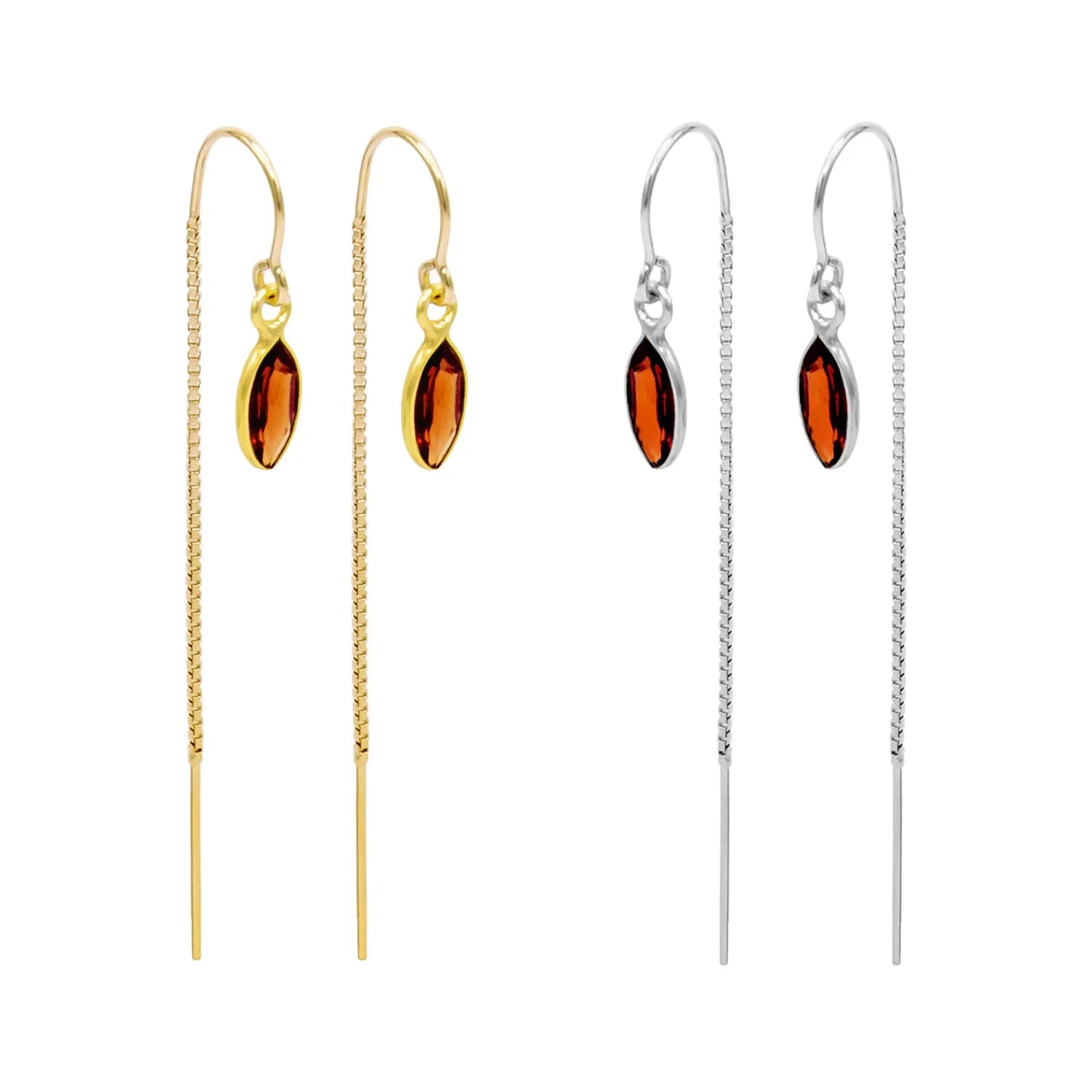 Garnet Marquise Bezel Threaders - BeachBu Jewelry