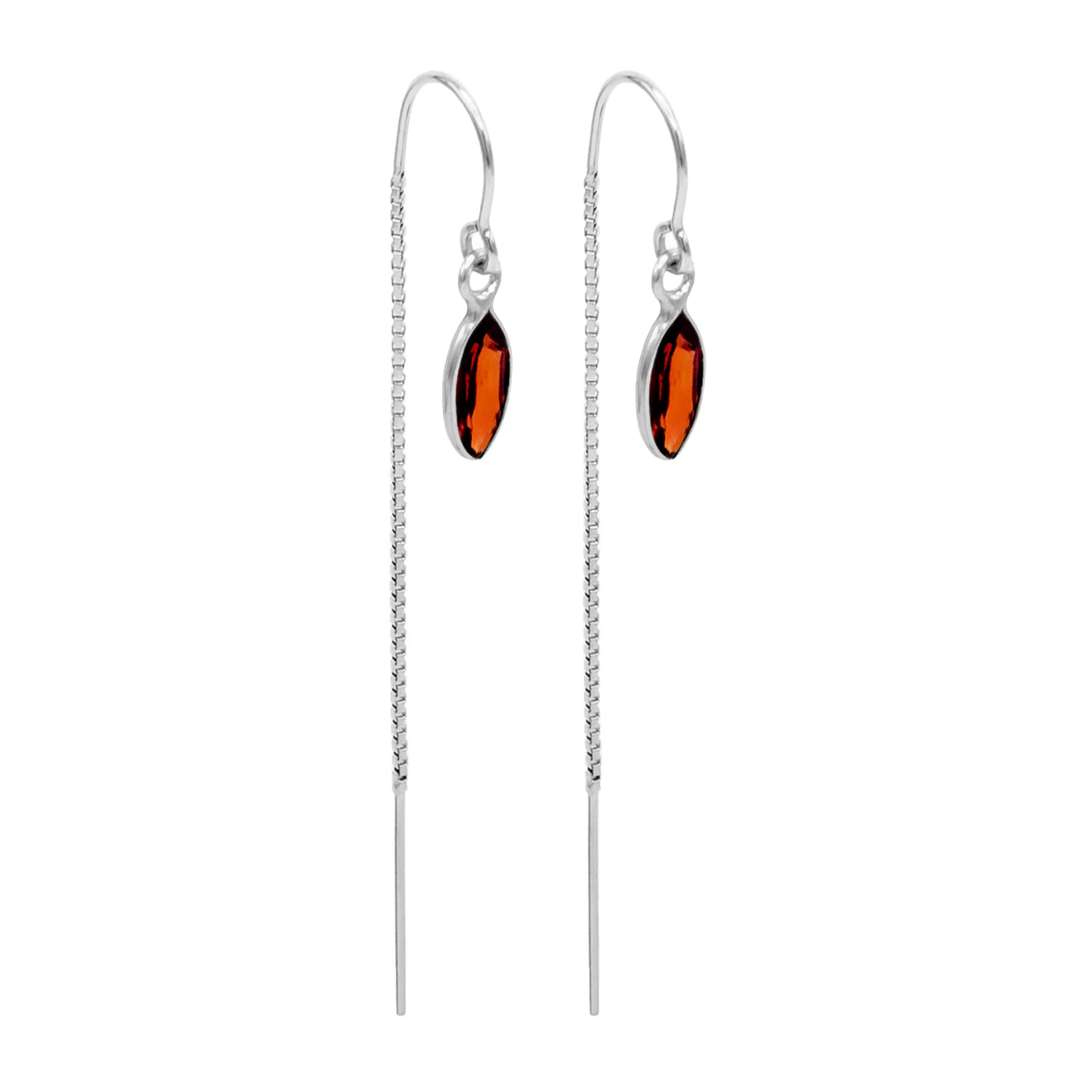 Garnet Marquise Bezel Threaders