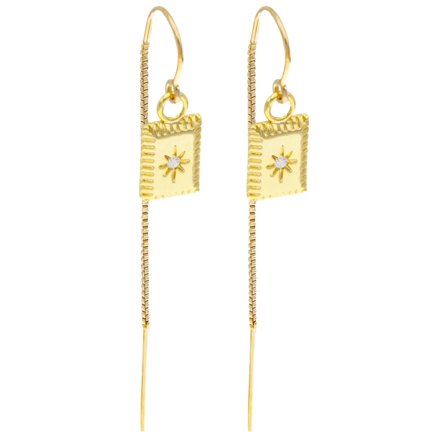 Starburst Diamond Bar Threader Earrings - BeachBu Jewelry