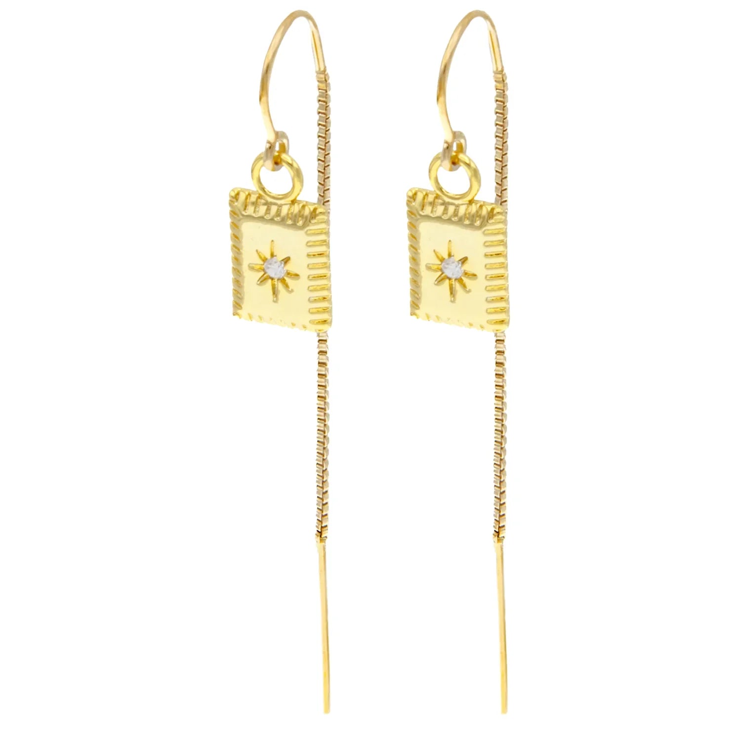 Starburst Diamond Bar Threader Earrings - BeachBu Jewelry