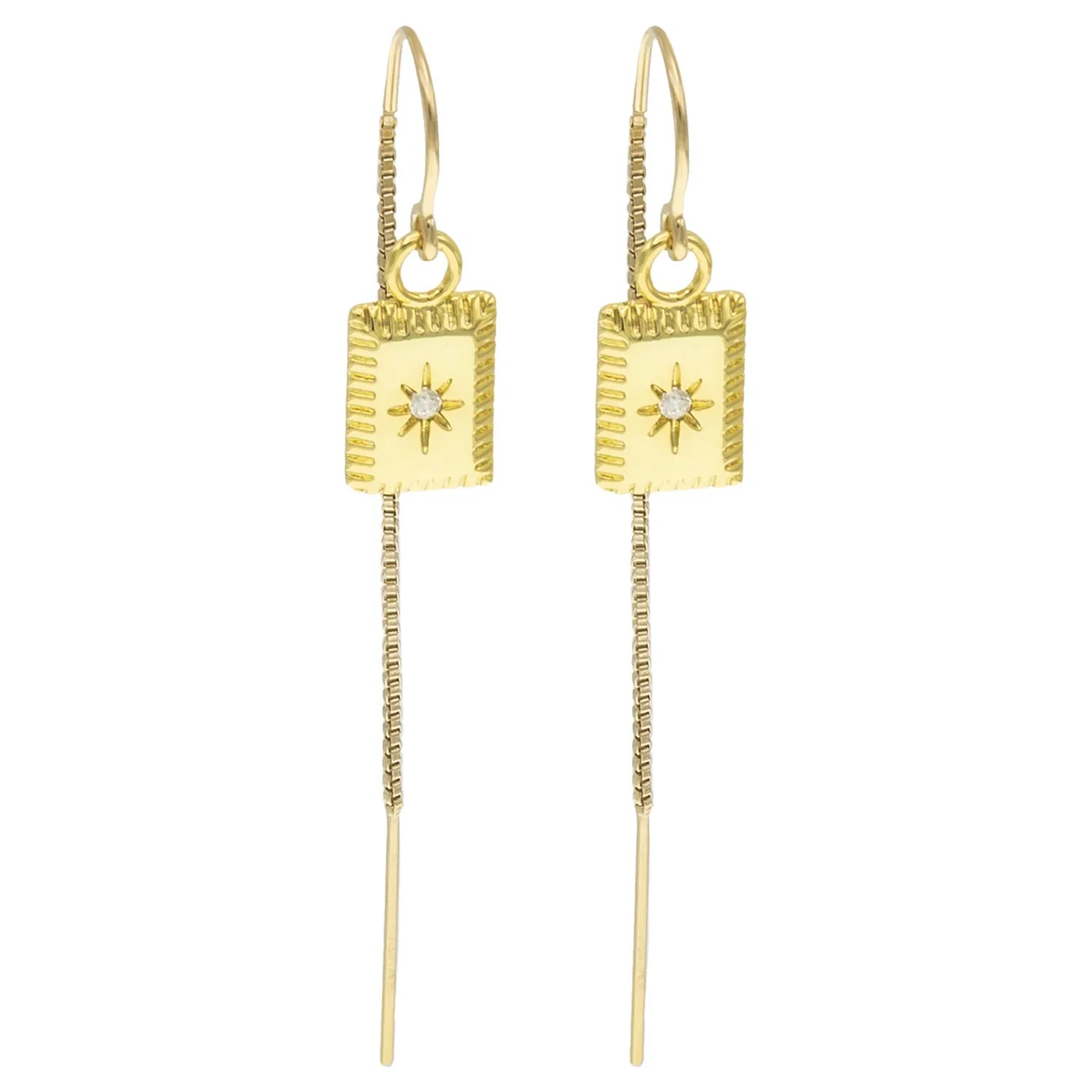 Starburst Diamond Bar Threader Earrings - BeachBu Jewelry