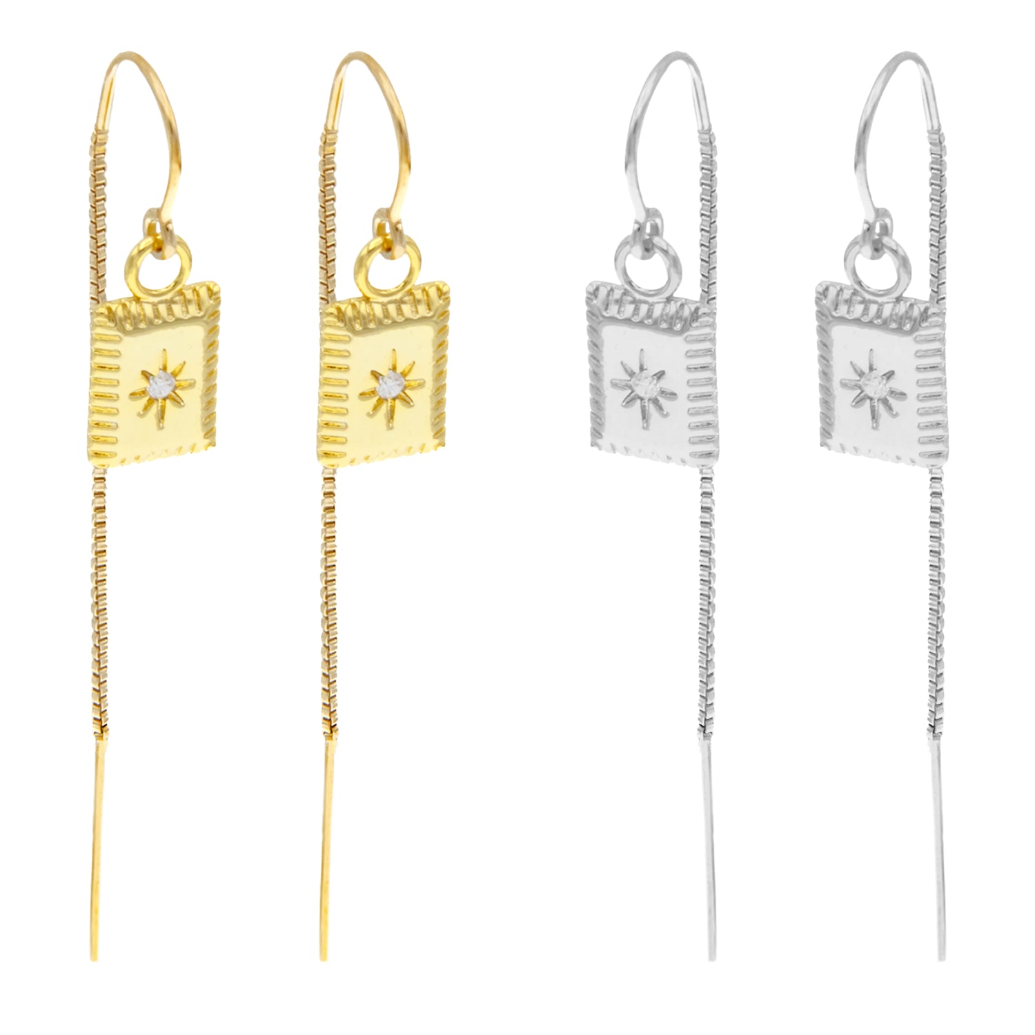Starburst Diamond Bar Threader Earrings - BeachBu Jewelry