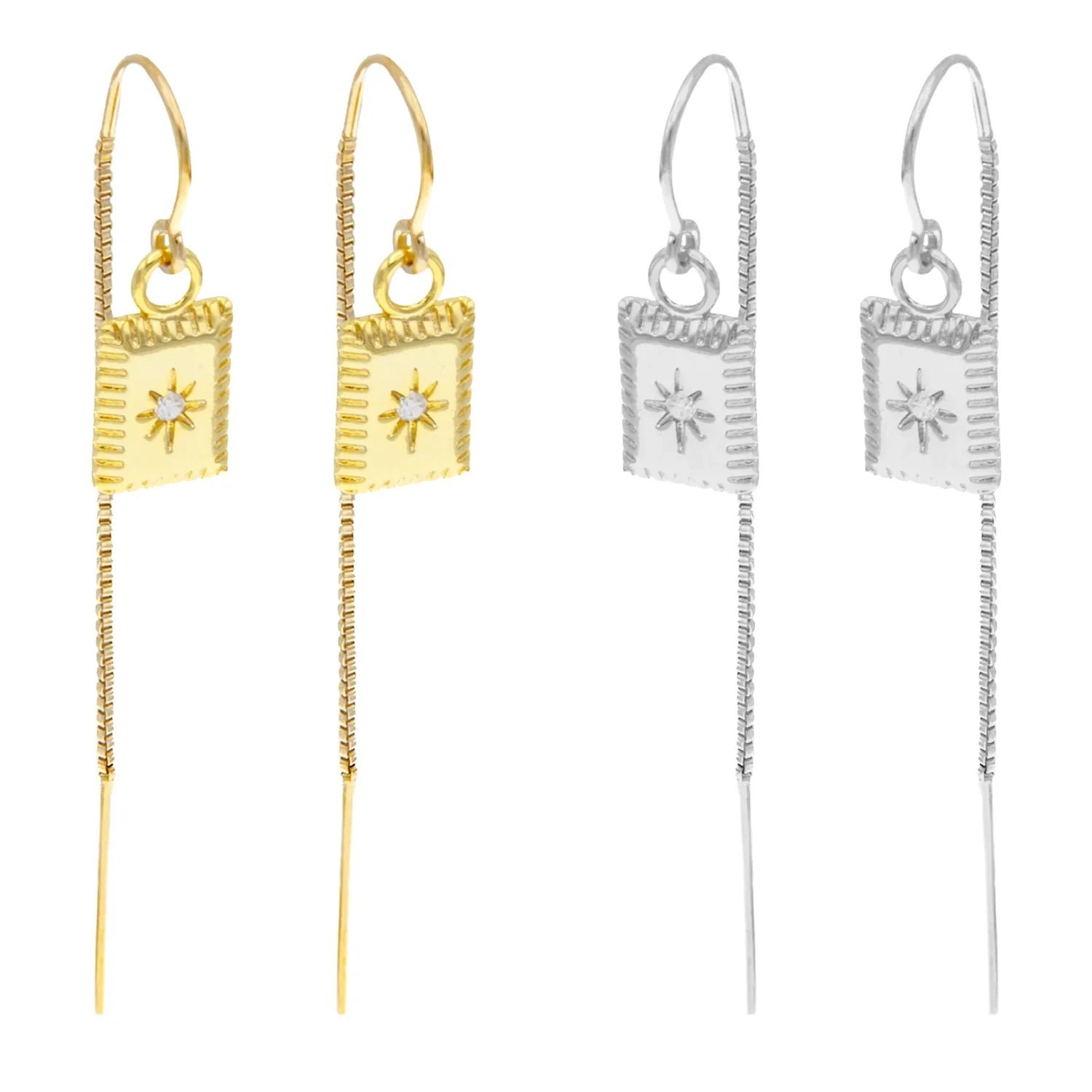 Starburst Diamond Bar Threader Earrings - BeachBu Jewelry