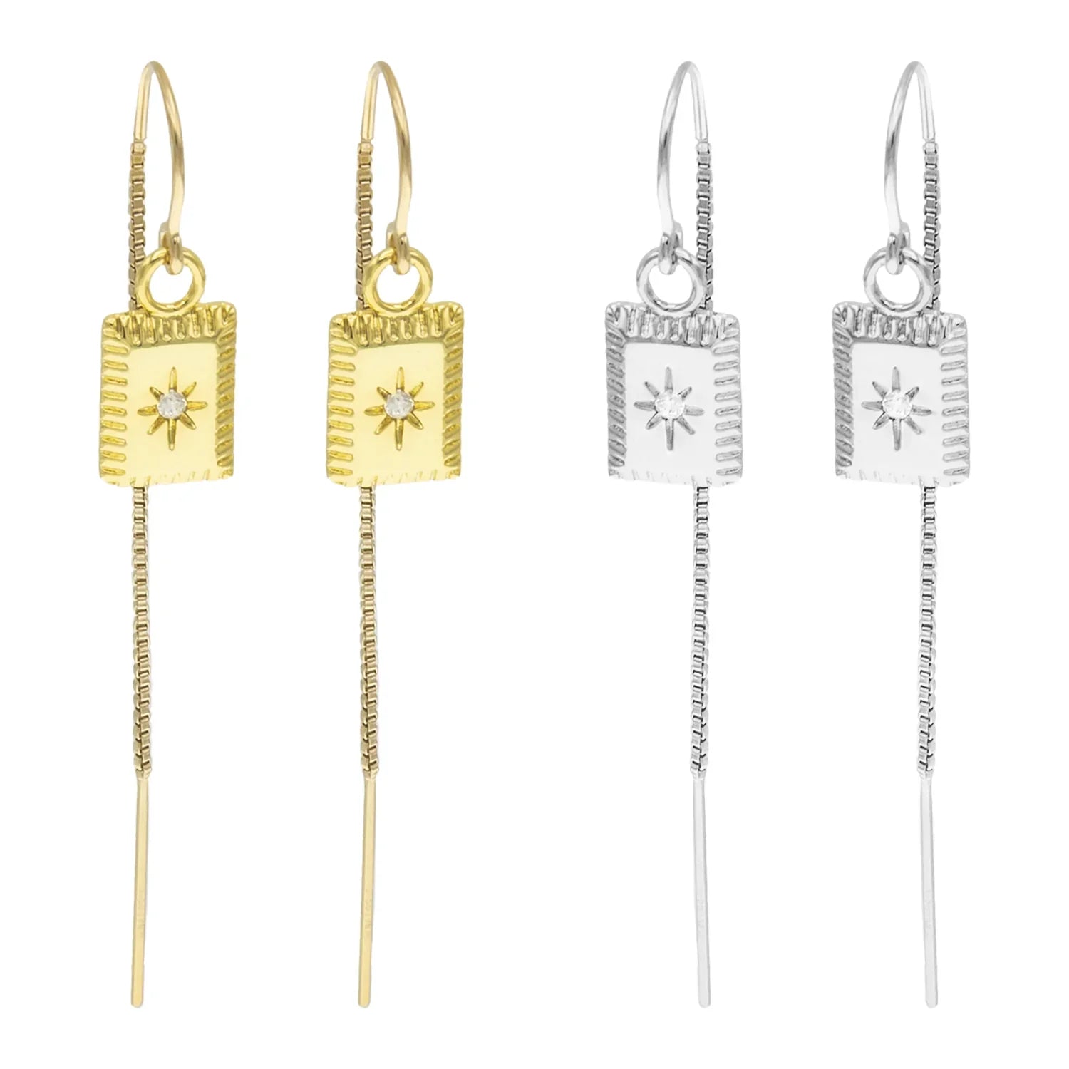 Starburst Diamond Bar Threader Earrings - BeachBu Jewelry