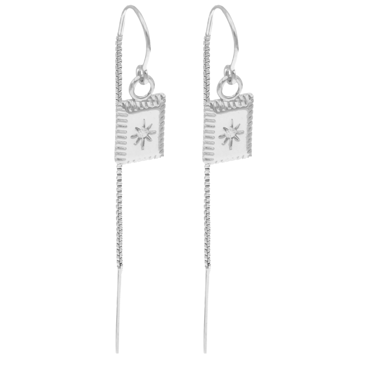 Starburst Diamond Bar Threader Earrings - BeachBu Jewelry