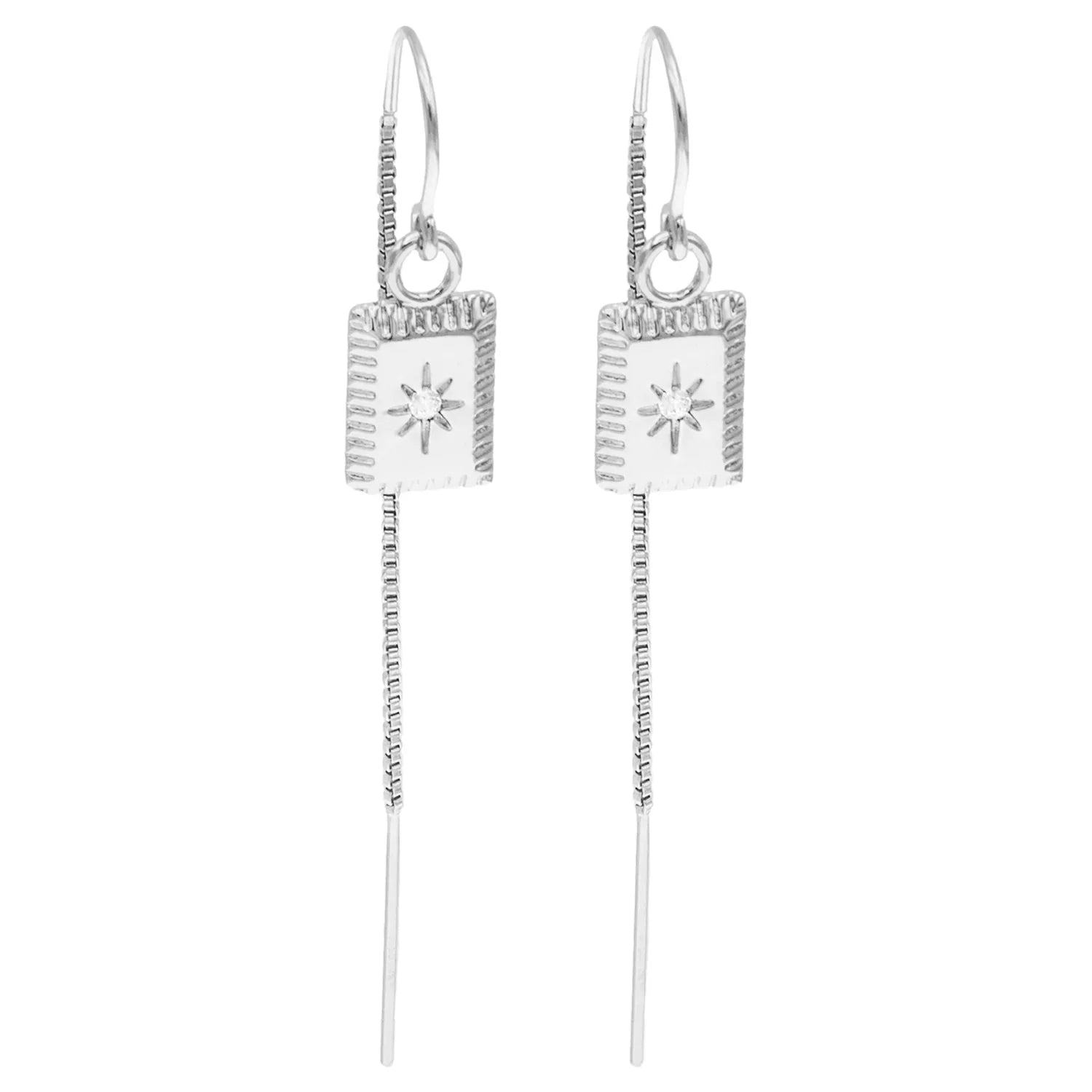 Starburst Diamond Bar Threader Earrings - BeachBu Jewelry