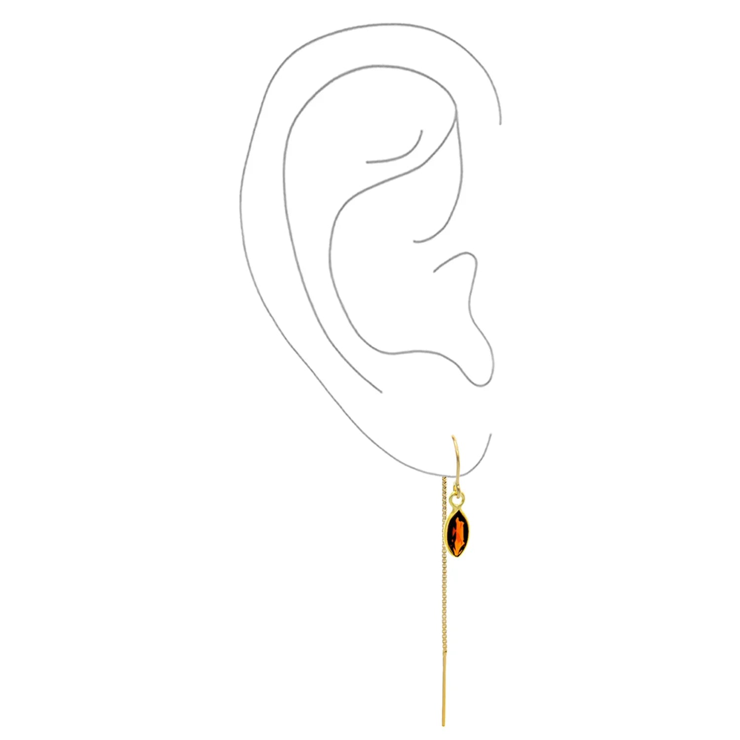 Garnet Marquise Bezel Threaders - BeachBu Jewelry