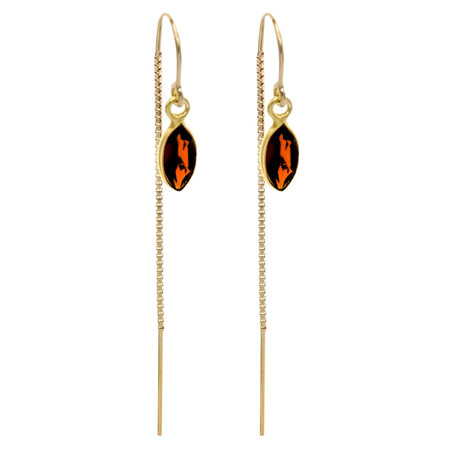 Garnet Marquise Bezel Threaders