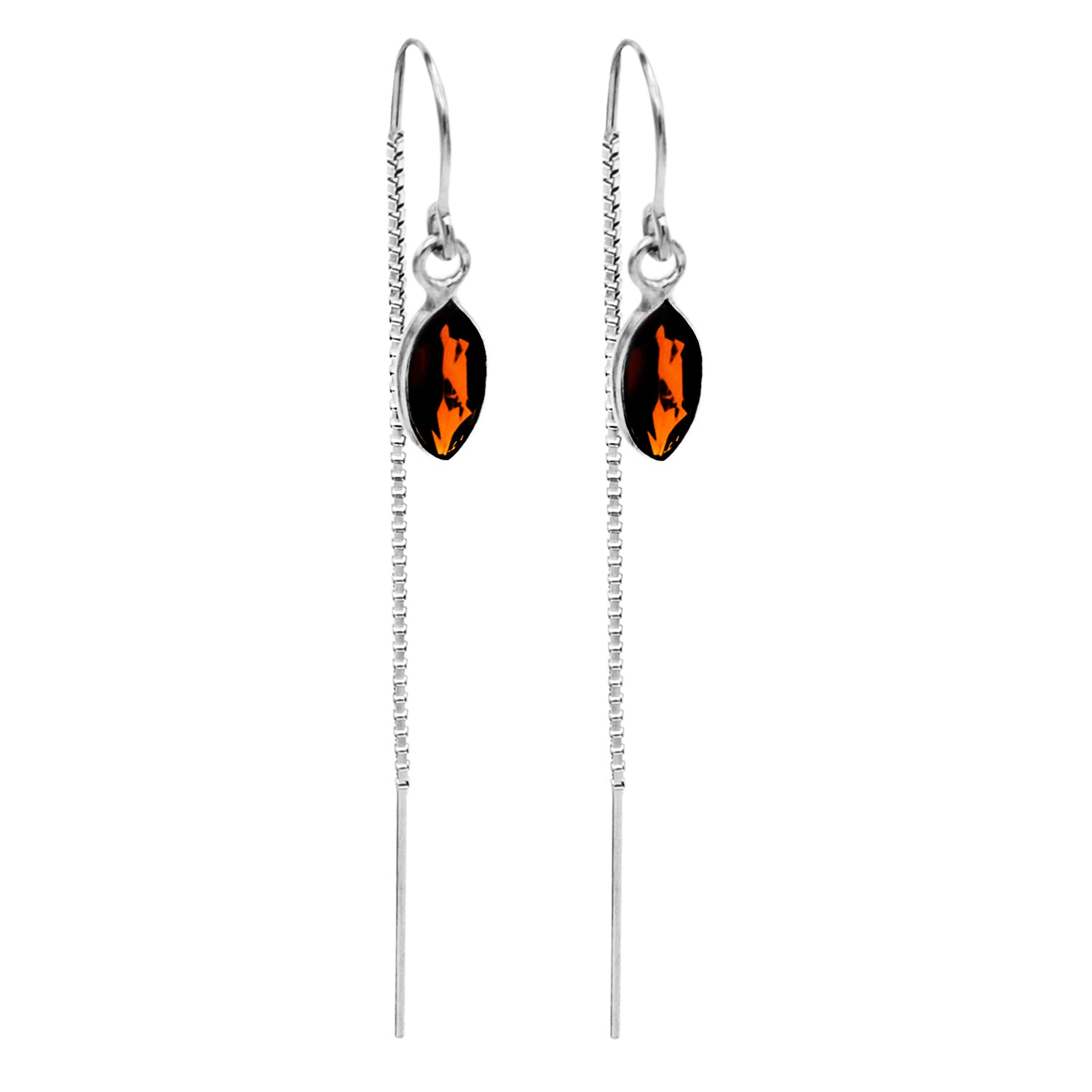 Garnet Marquise Bezel Threaders