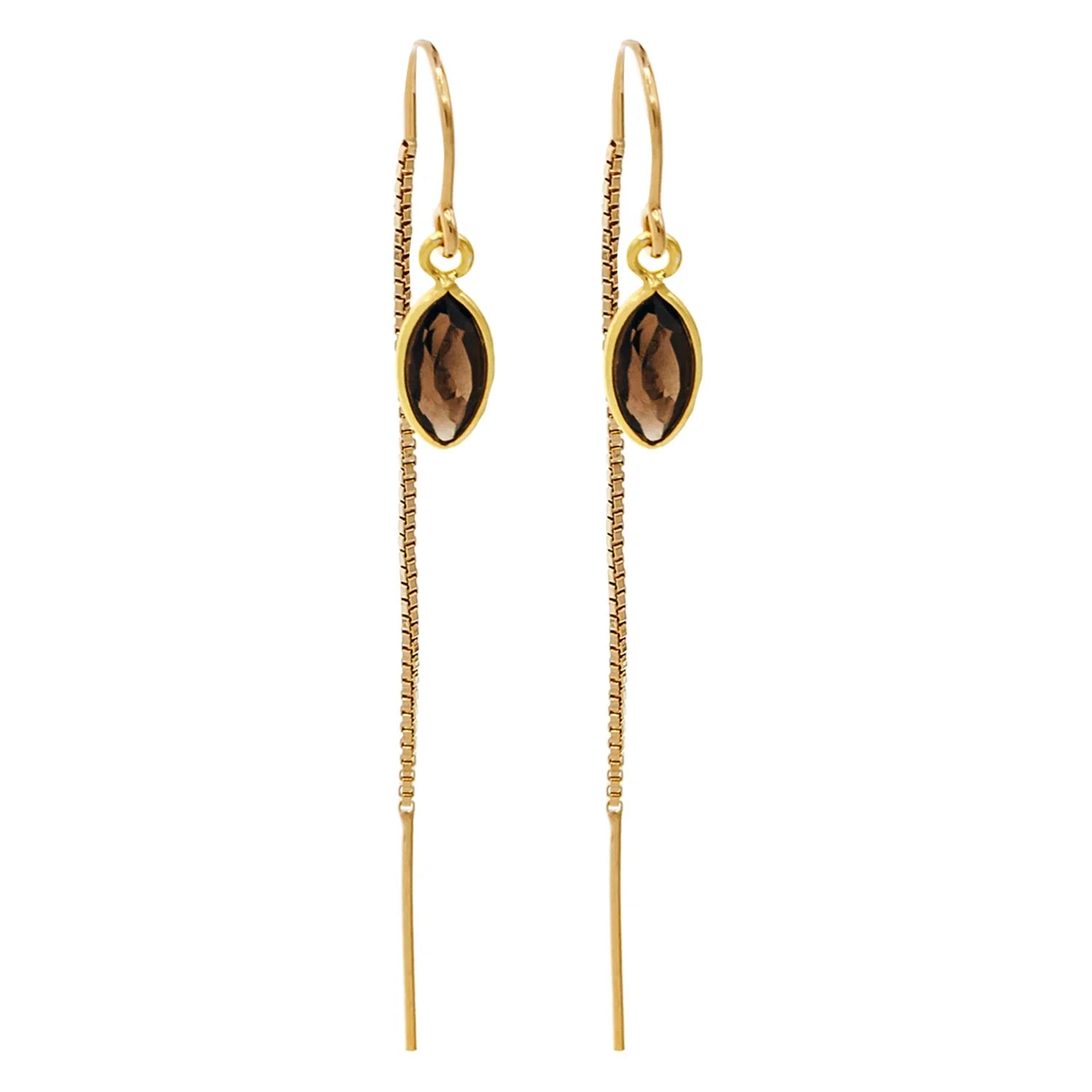 Smoky Quartz Marquise Bezel Threaders - BeachBu Jewelry