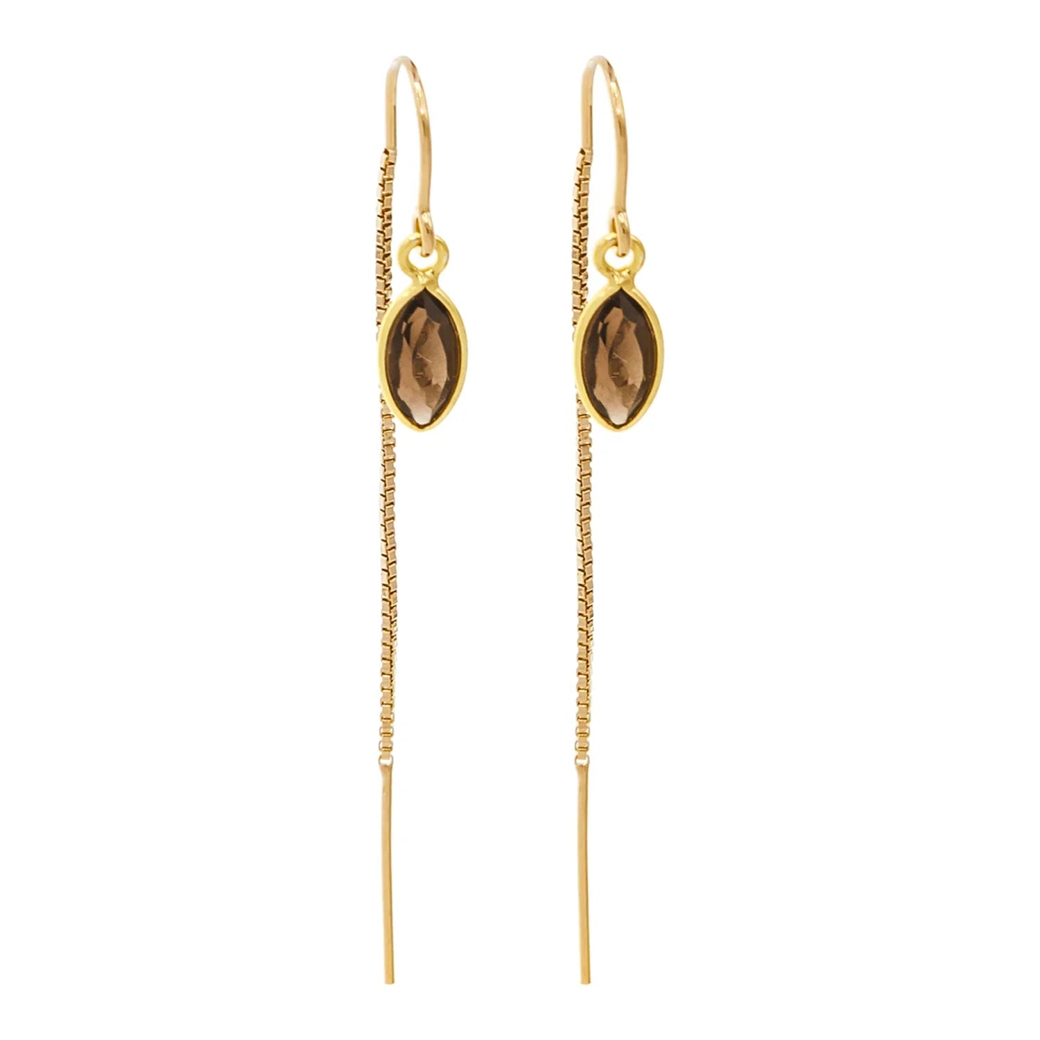 Smoky Quartz Marquise Bezel Threaders - BeachBu Jewelry