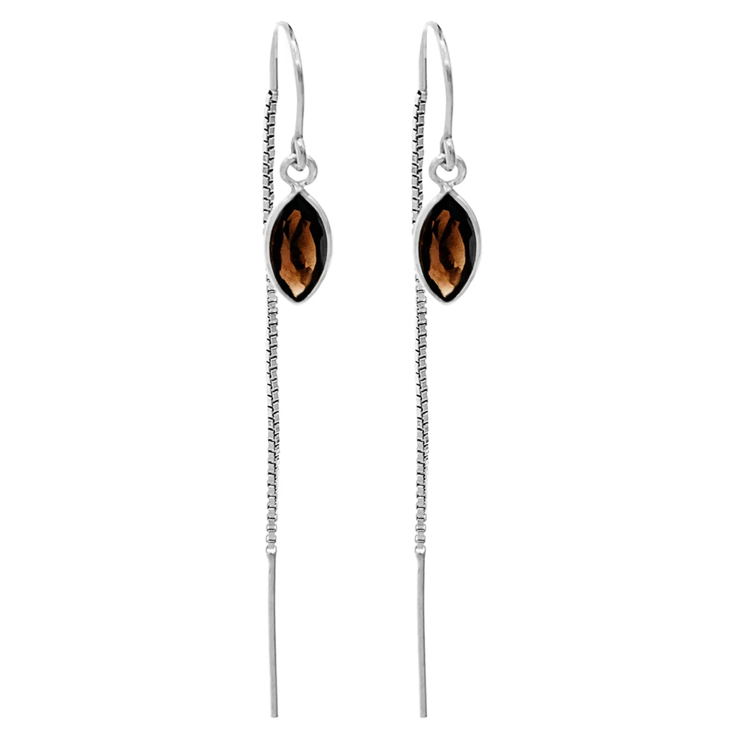 Smoky Quartz Marquise Bezel Threaders - BeachBu Jewelry