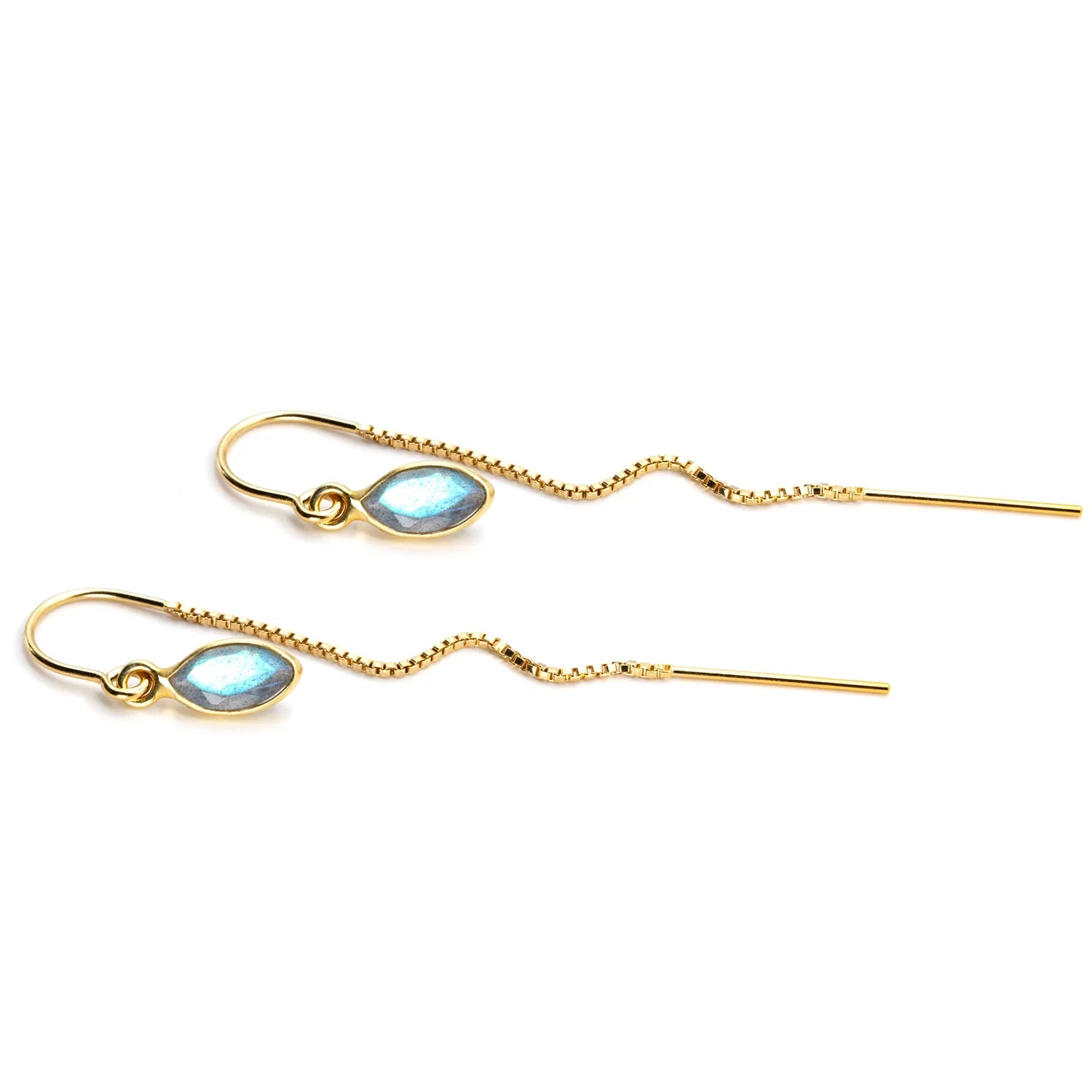 Labradorite Marquise Bezel Threaders - BeachBu Jewelry