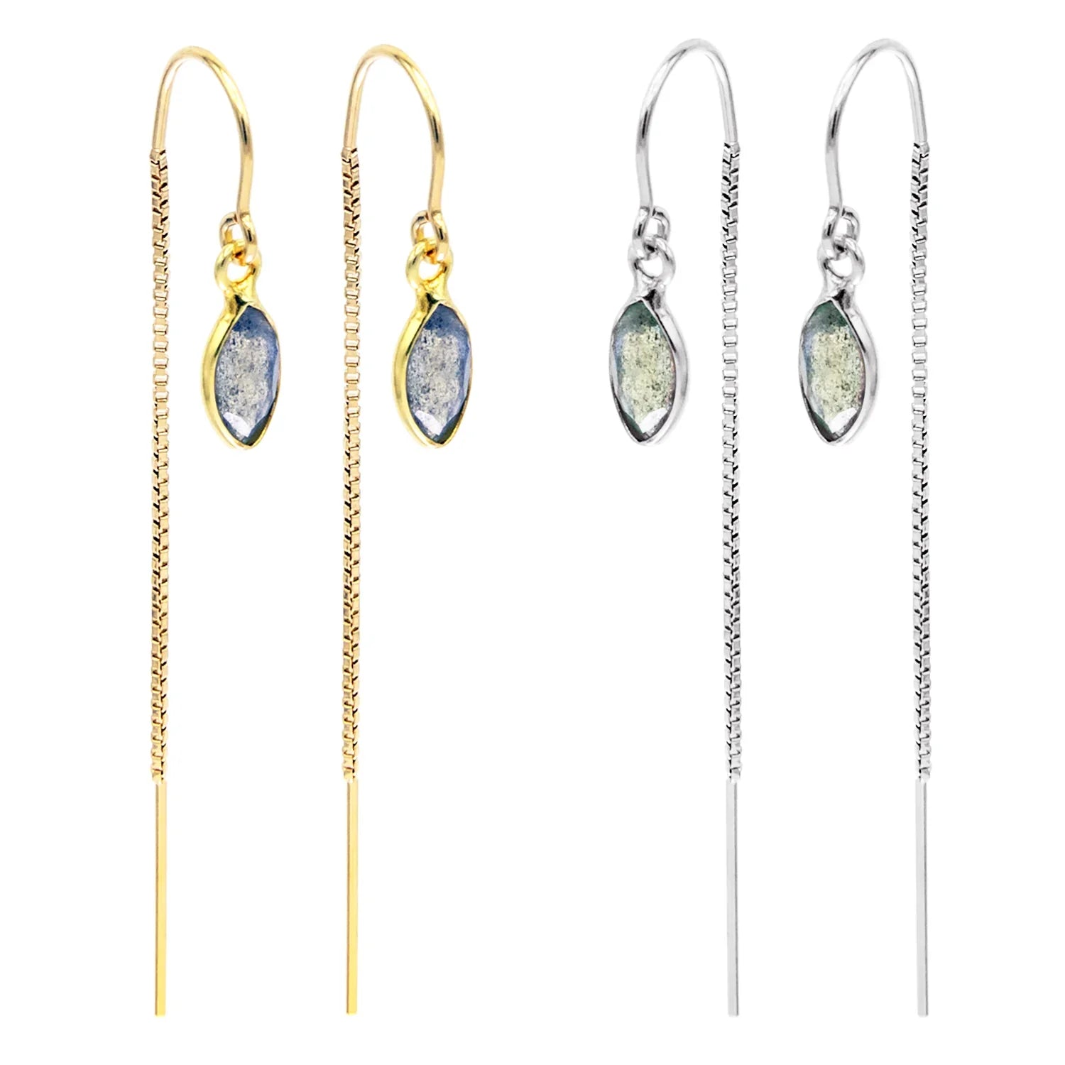 Labradorite Marquise Bezel Threaders - BeachBu Jewelry