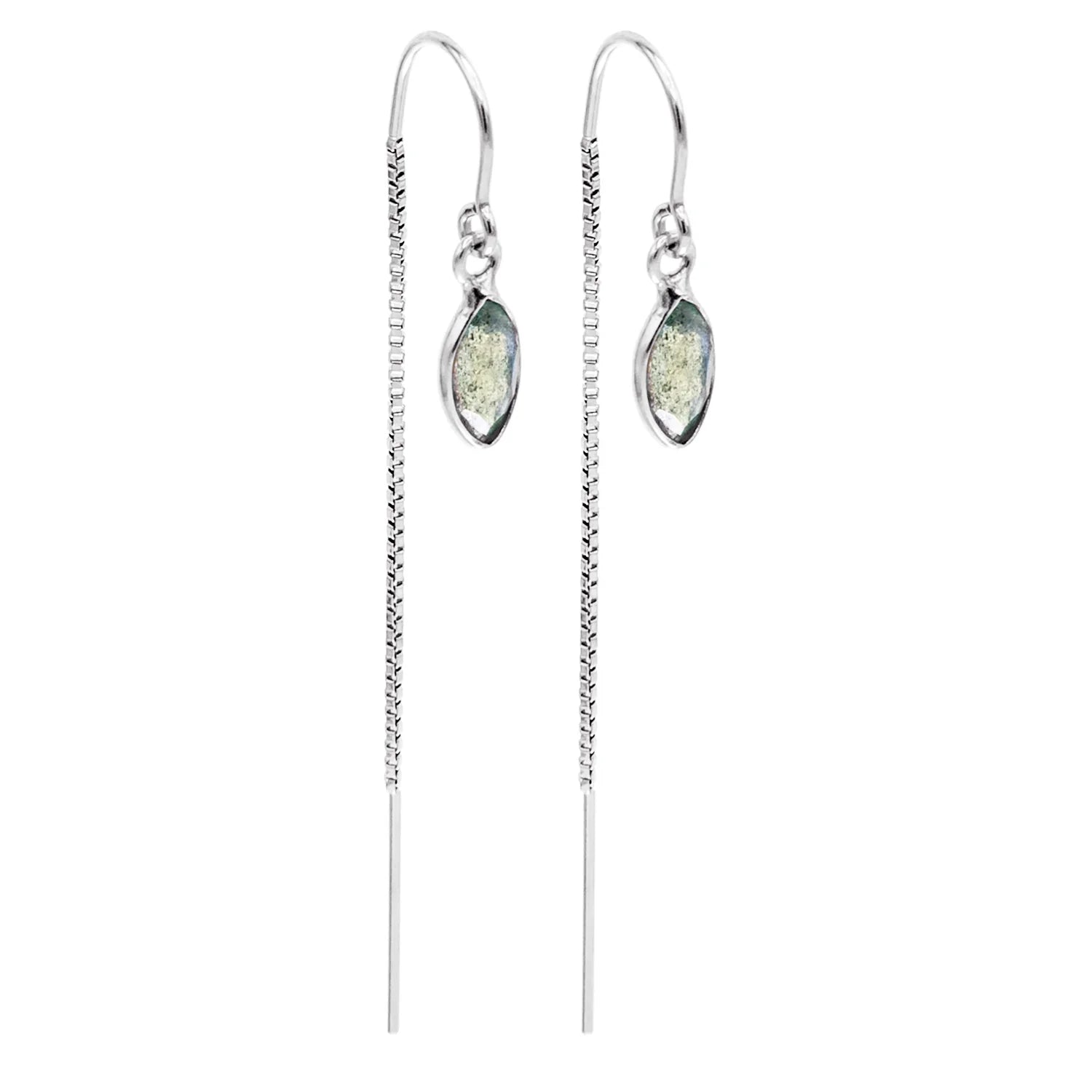 Labradorite Marquise Bezel Threaders - BeachBu Jewelry