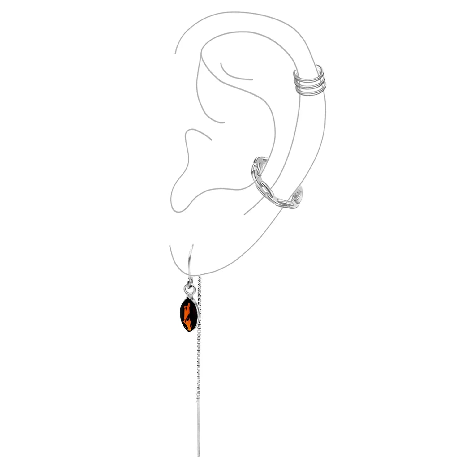 Garnet Threaders with 2 Ear Cuffs Jewelry Set - BeachBu Jewelry