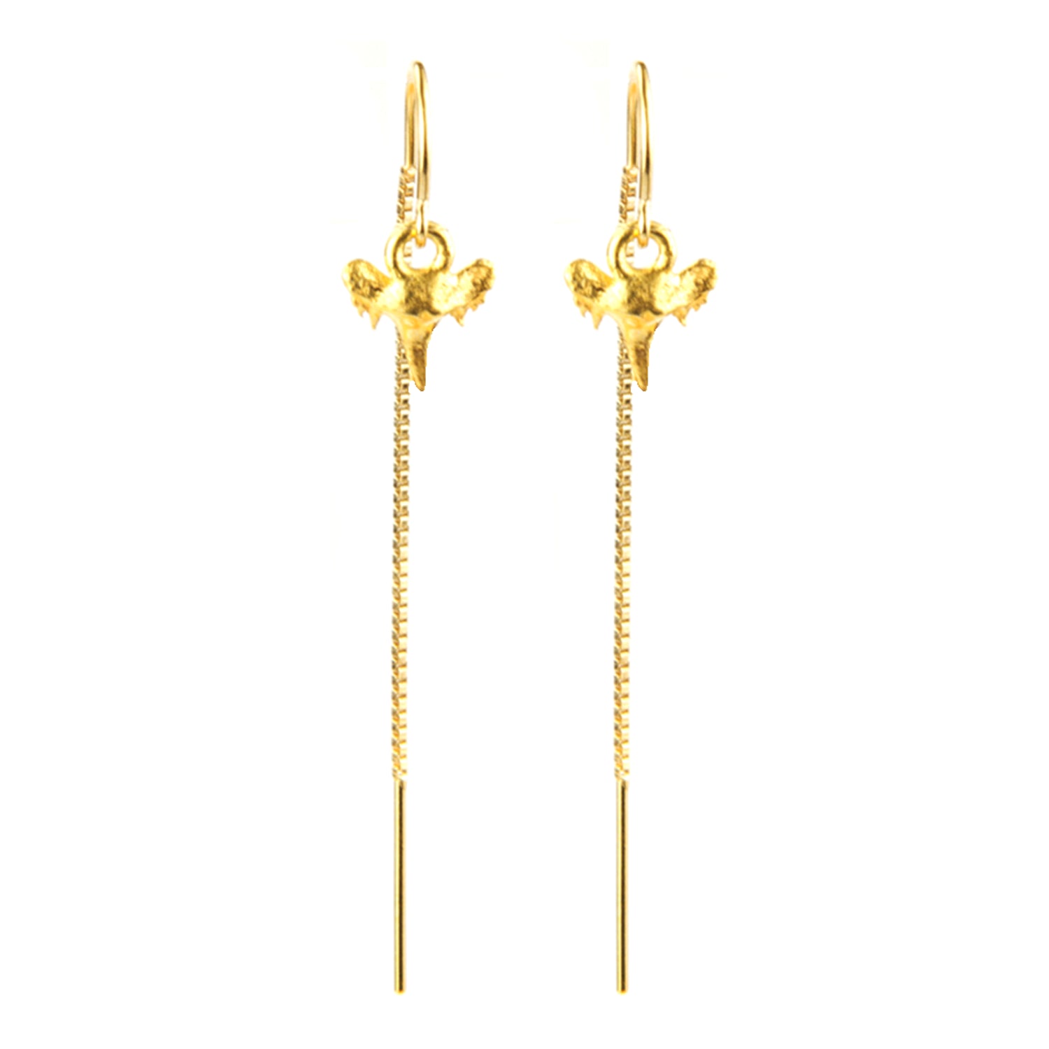 Genuine Shark Tooth Short Threader Earrings - BeachBu Jewelry