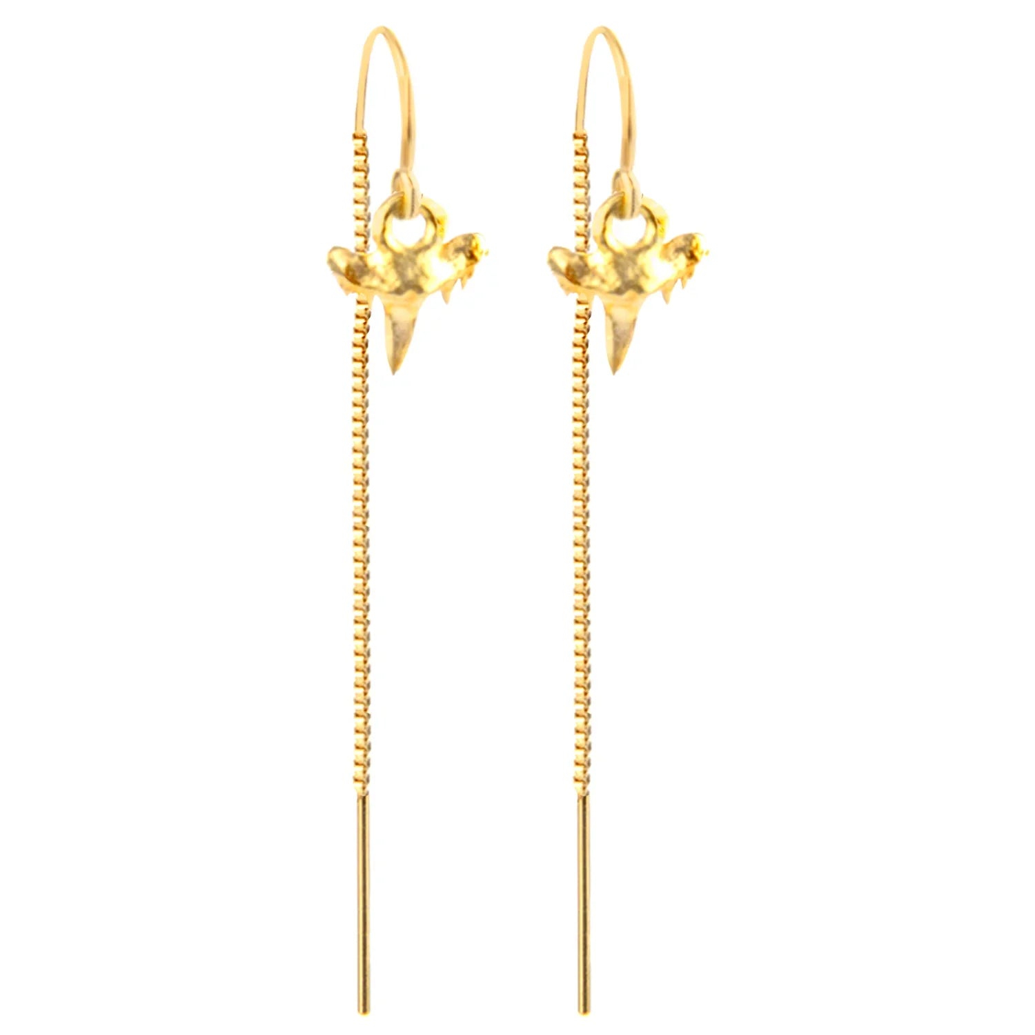 Genuine Shark Tooth Short Threader Earrings - BeachBu Jewelry