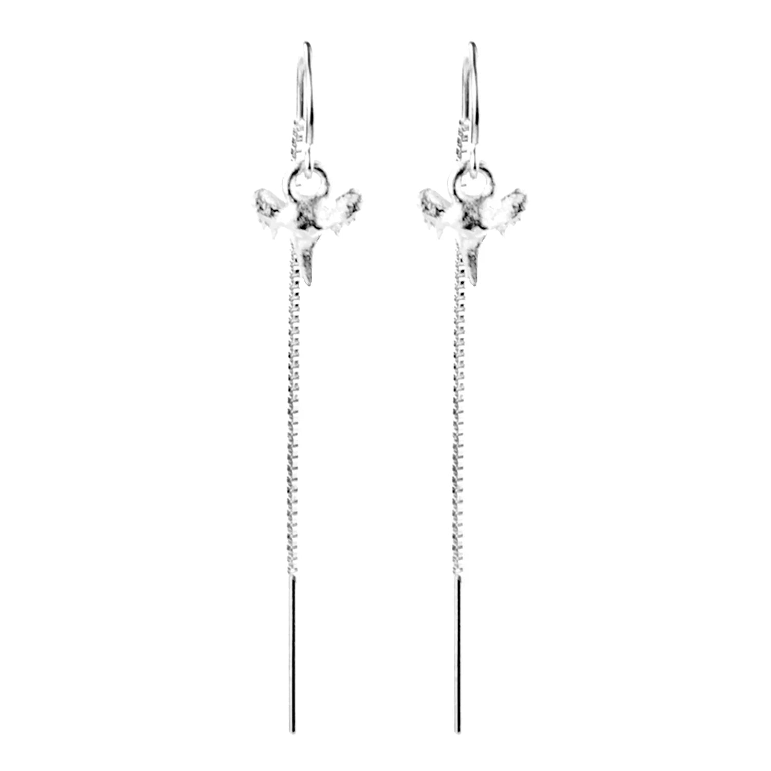 Genuine Shark Tooth Short Threader Earrings - BeachBu Jewelry