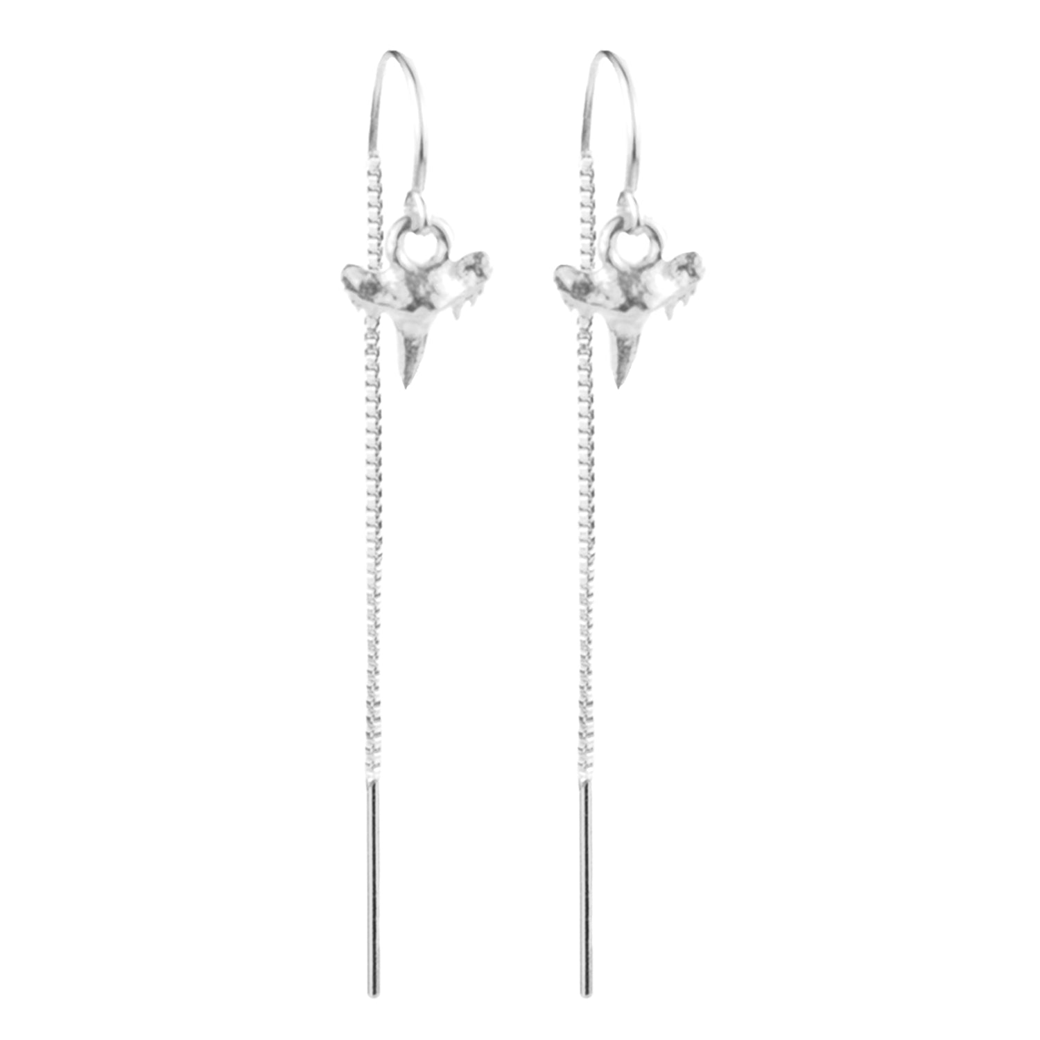 Genuine Shark Tooth Short Threader Earrings - BeachBu Jewelry