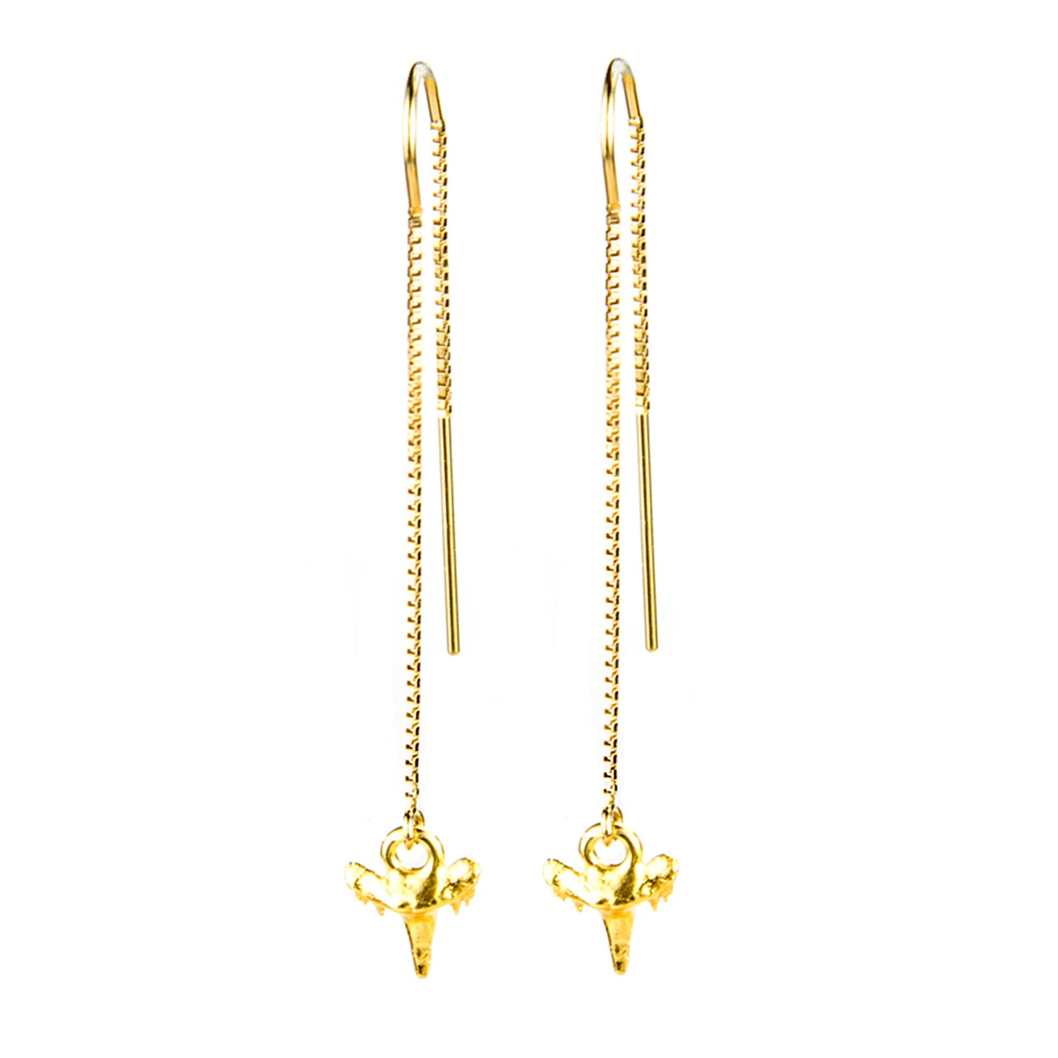 Genuine Shark Tooth Long Threader Earrings - BeachBu Jewelry