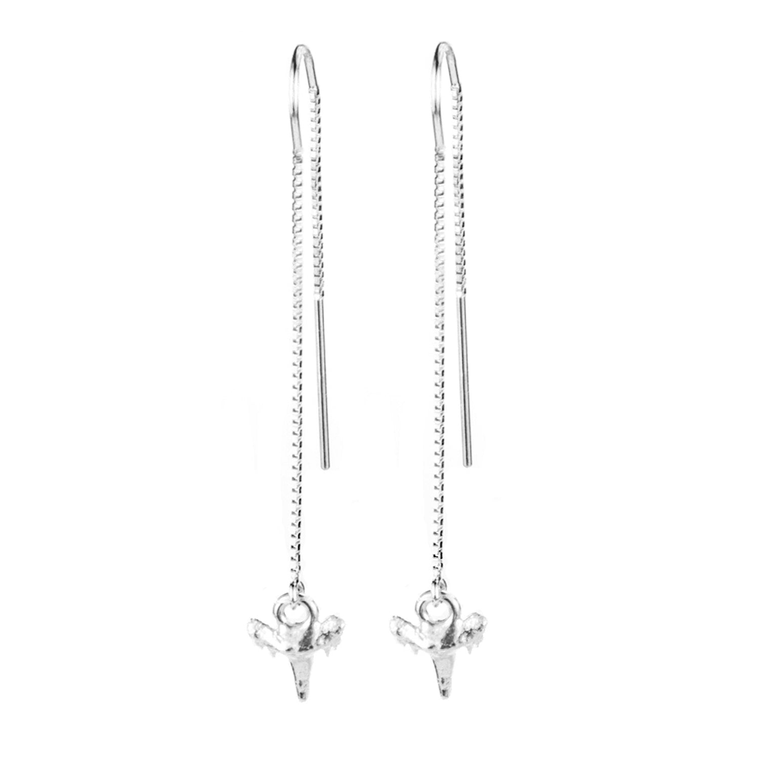 Genuine Shark Tooth Long Threader Earrings - BeachBu Jewelry