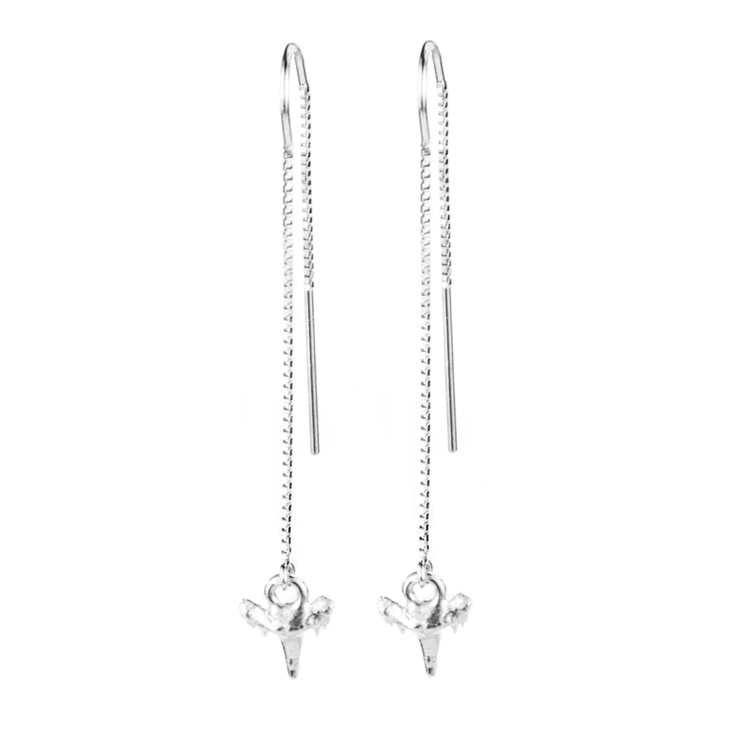 Genuine Shark Tooth Long Threader Earrings - BeachBu Jewelry