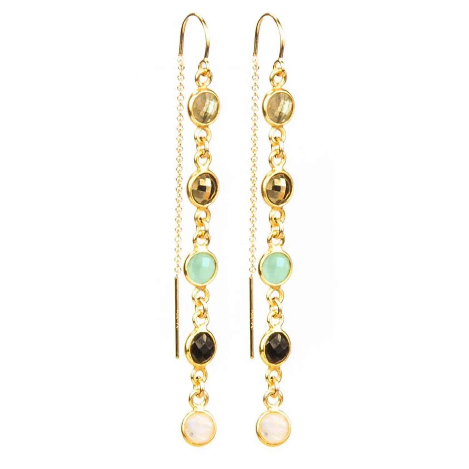 Betty Lou Multi-Gemstone Threader Earrings - BeachBu Jewelry
