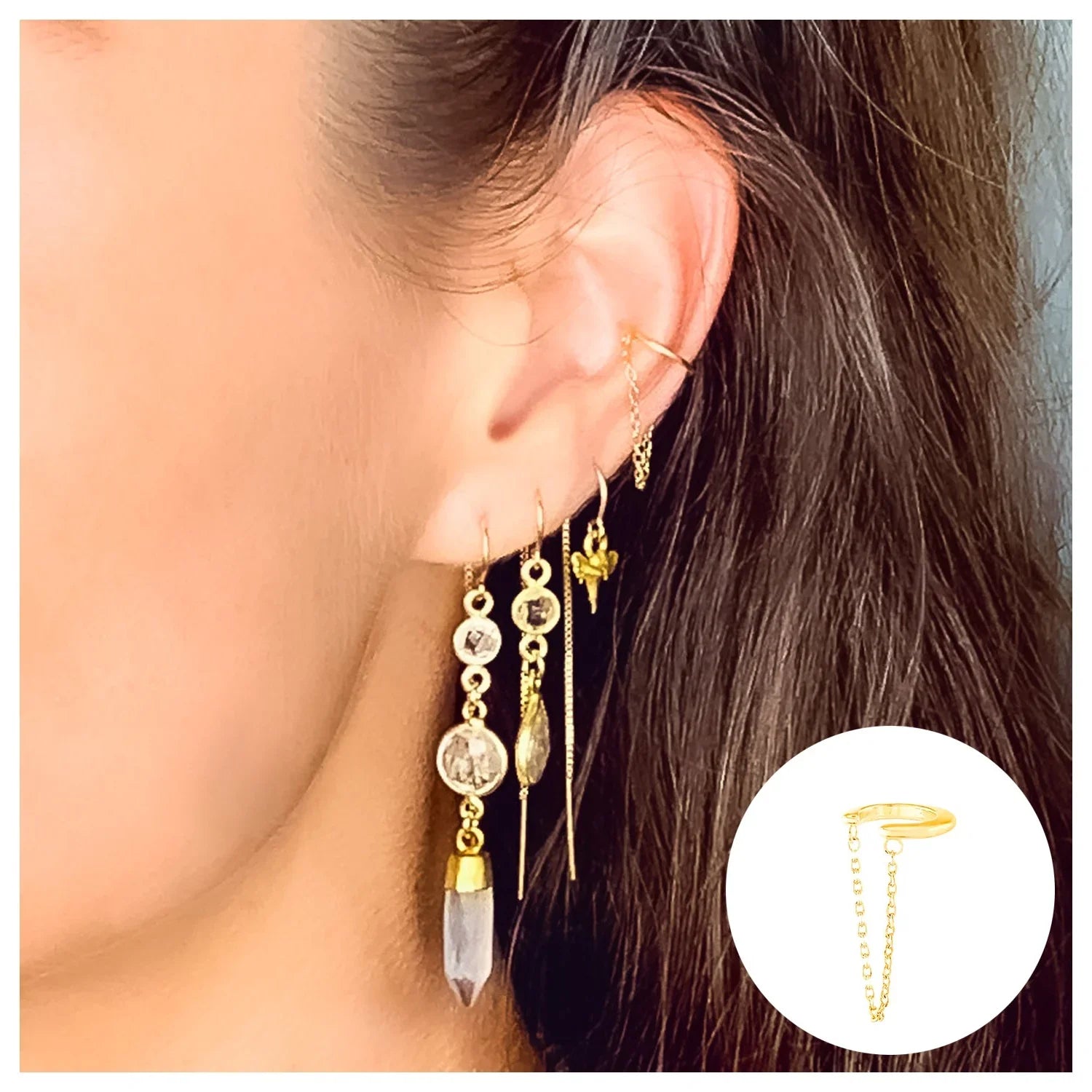 Draped Cable Chain Ear Cuff - BeachBu Jewelry