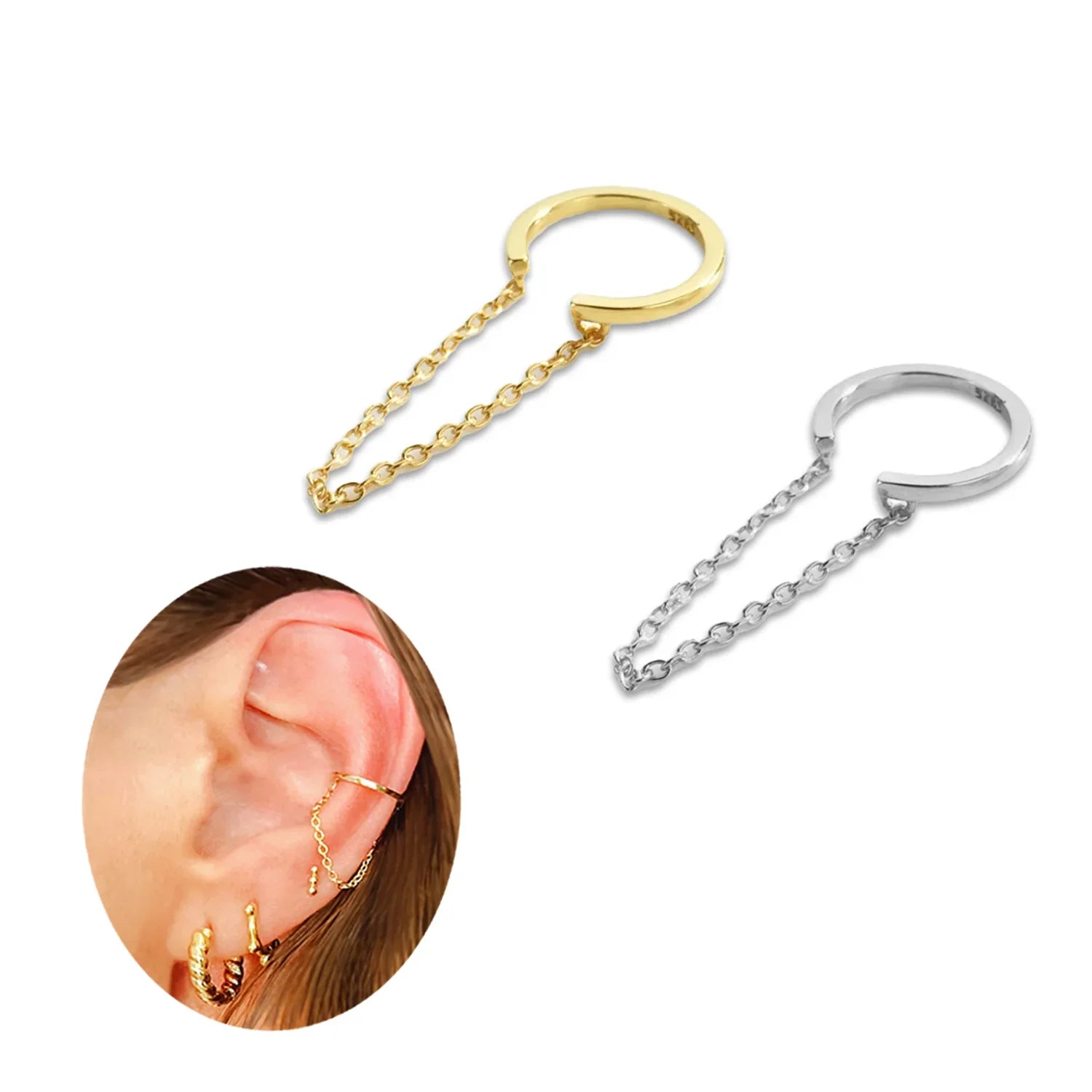 Draped Cable Chain Ear Cuff - BeachBu Jewelry