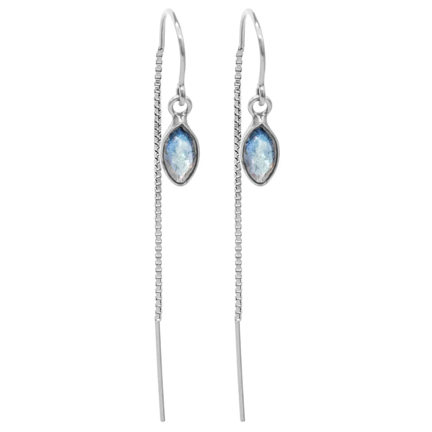 Labradorite Marquise Bezel Threaders - BeachBu Jewelry