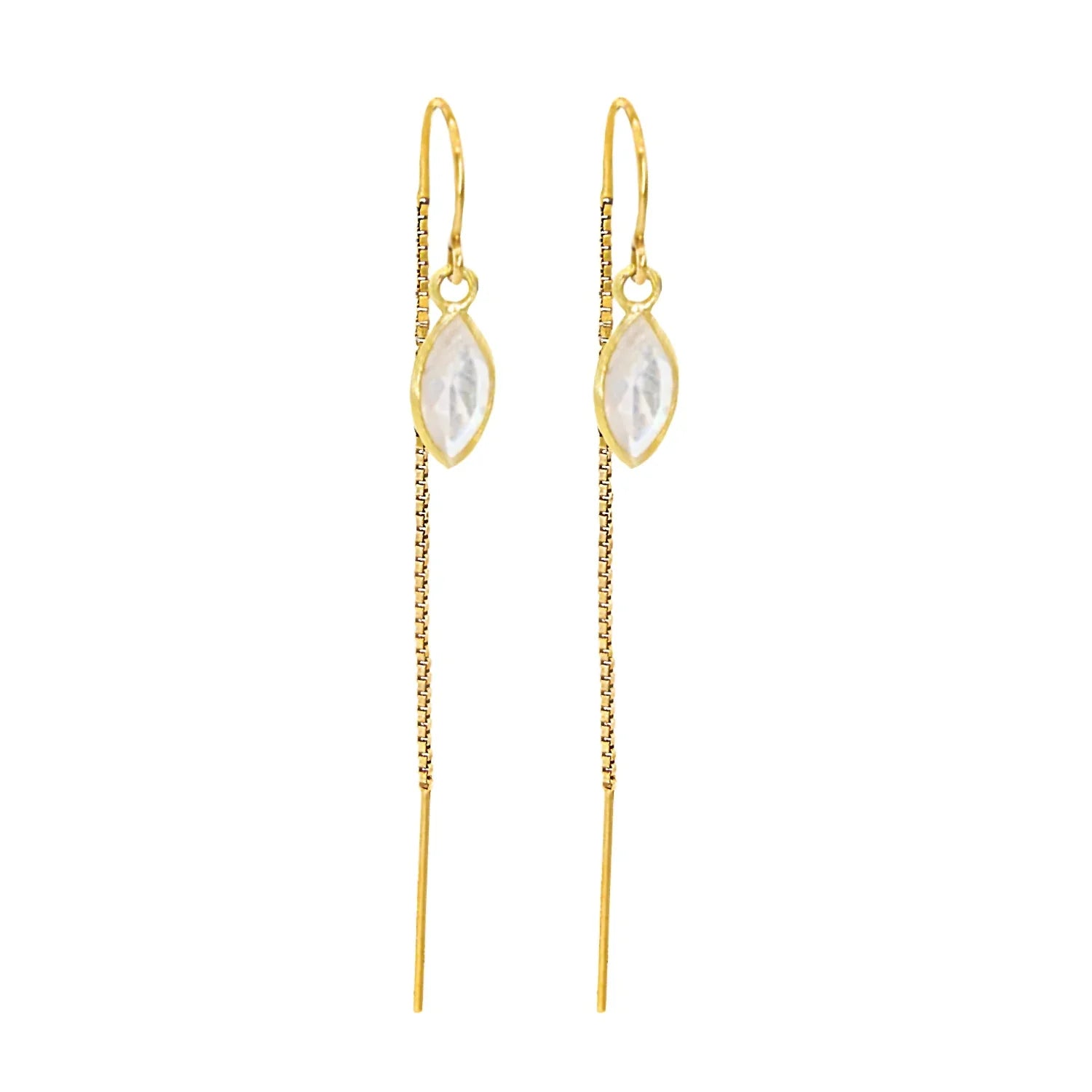 Rainbow Moonstone Marquise Bezel Threaders - BeachBu Jewelry