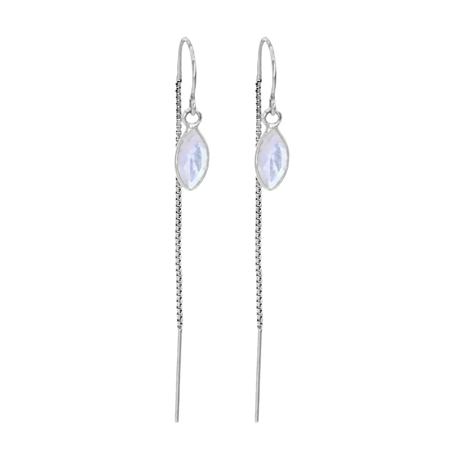 Rainbow Moonstone Marquise Bezel Threaders - BeachBu Jewelry