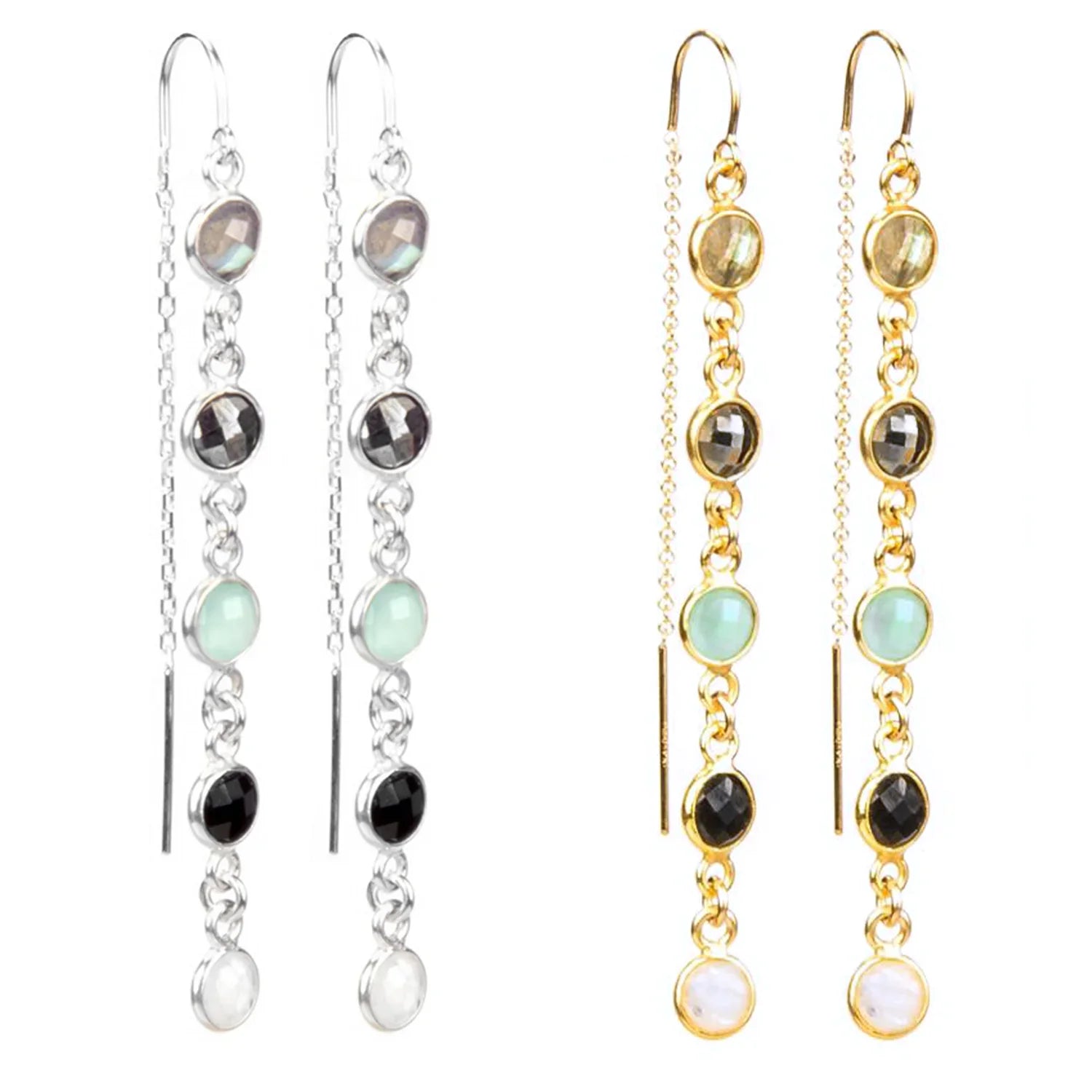 Betty Lou Multi-Gemstone Threader Earrings - BeachBu Jewelry