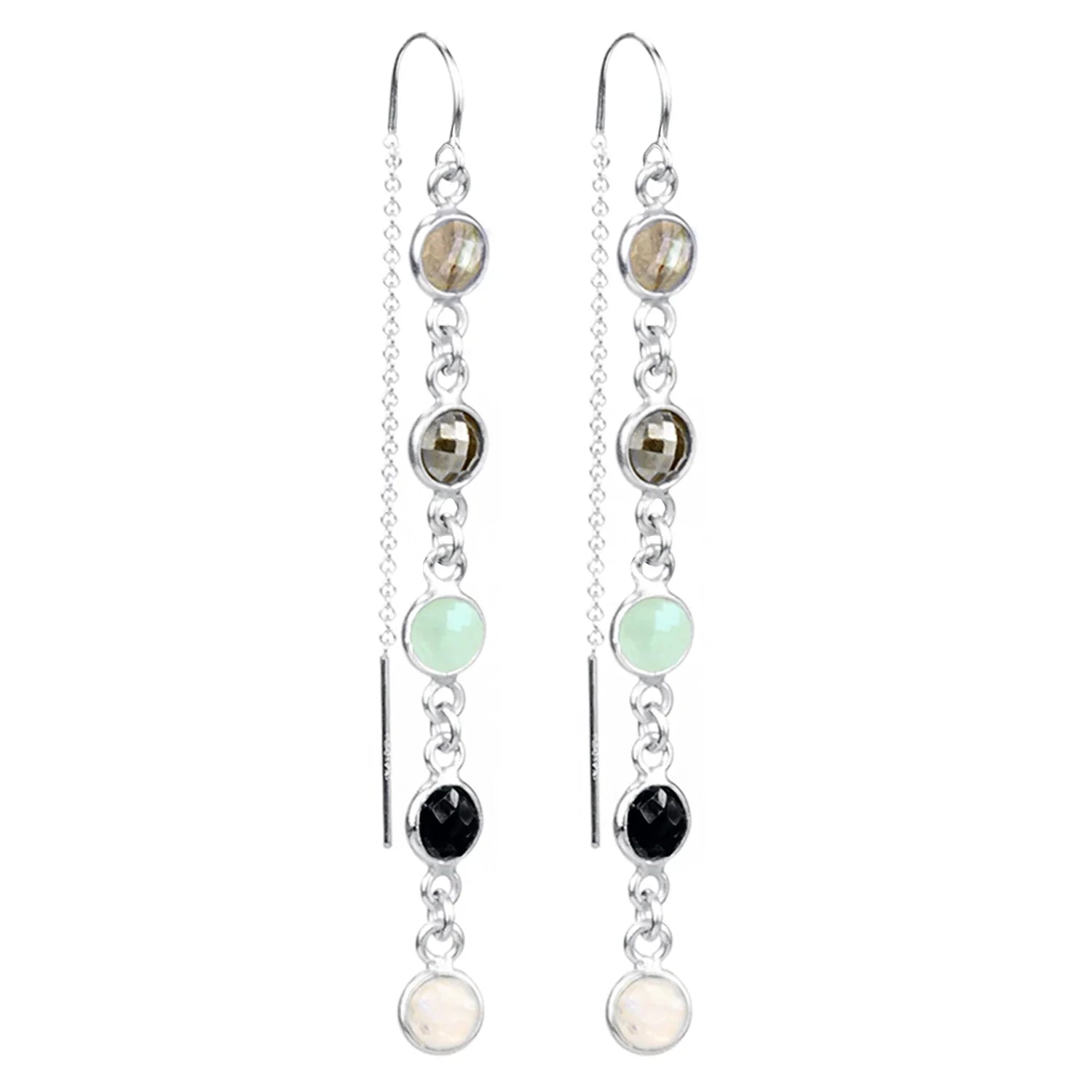 Betty Lou Multi-Gemstone Threader Earrings - BeachBu Jewelry