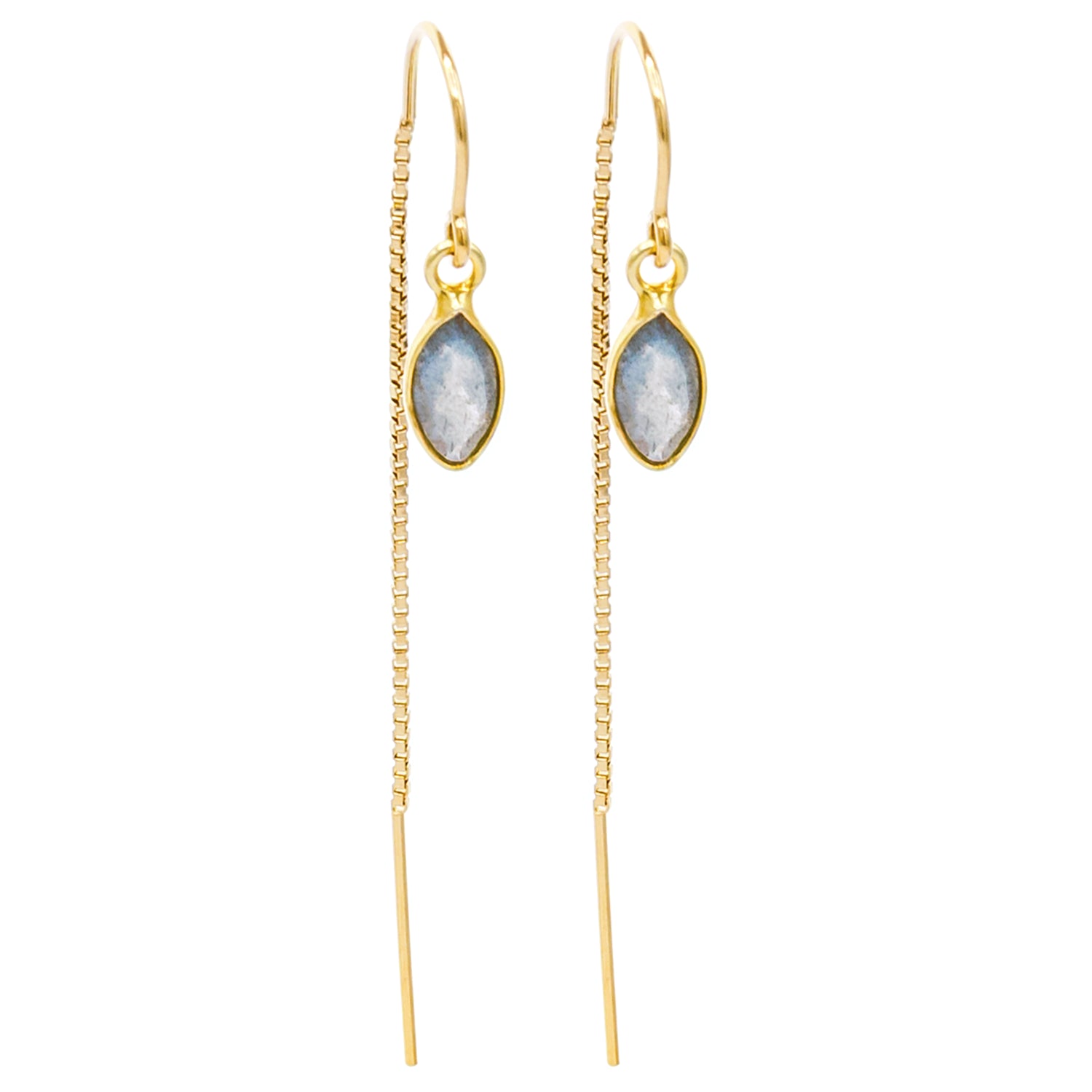 Labradorite Marquise Bezel Threaders - BeachBu Jewelry