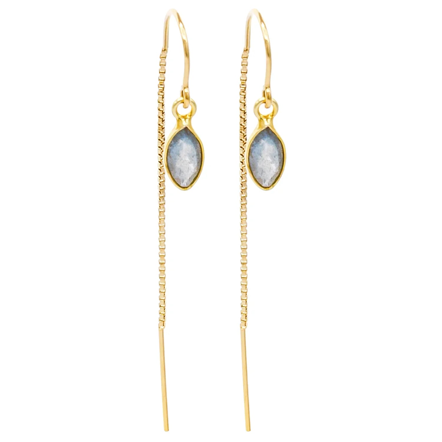 Labradorite Marquise Bezel Threaders - BeachBu Jewelry