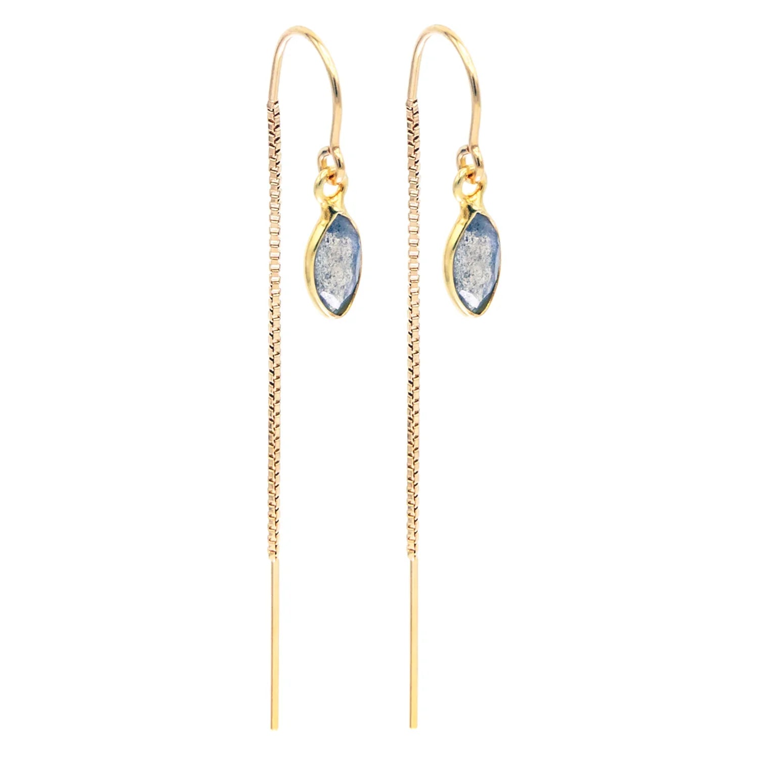 Labradorite Marquise Bezel Threaders - BeachBu Jewelry