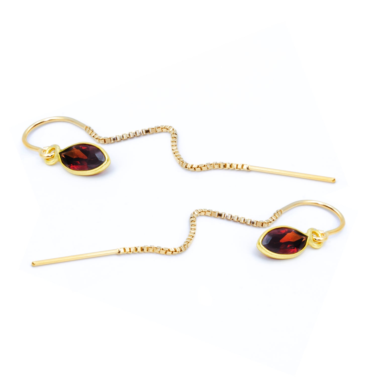 Garnet Threaders with 2 Ear Cuffs Jewelry Set