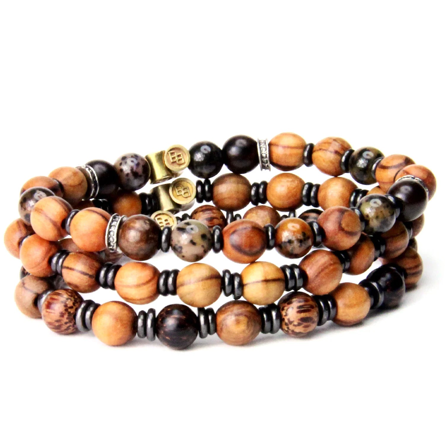 Aliso Palm Wood Beaded Bracelet Black Oxide