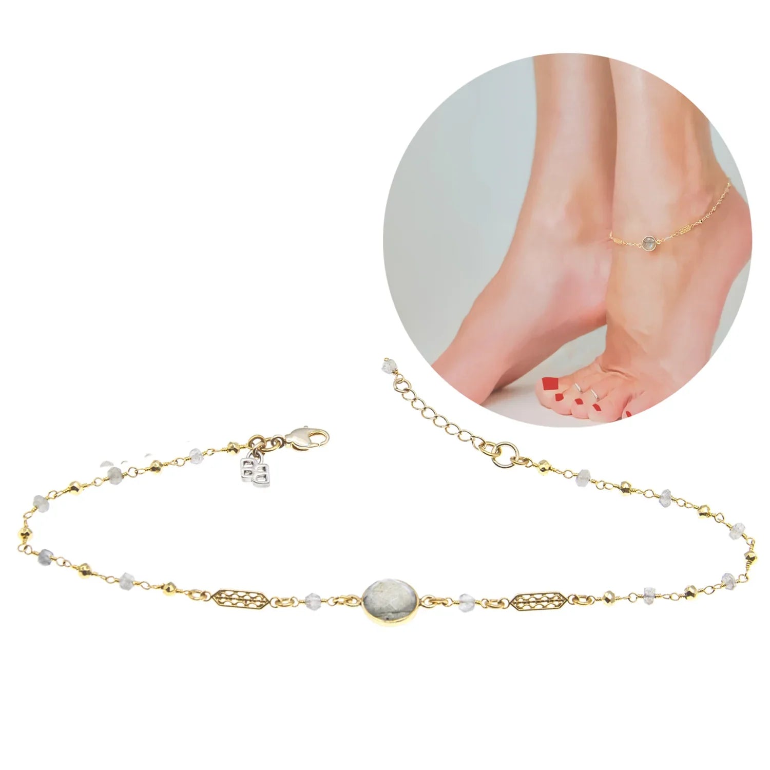 Palmetto Anklet in Labradorite - BeachBu Jewelry