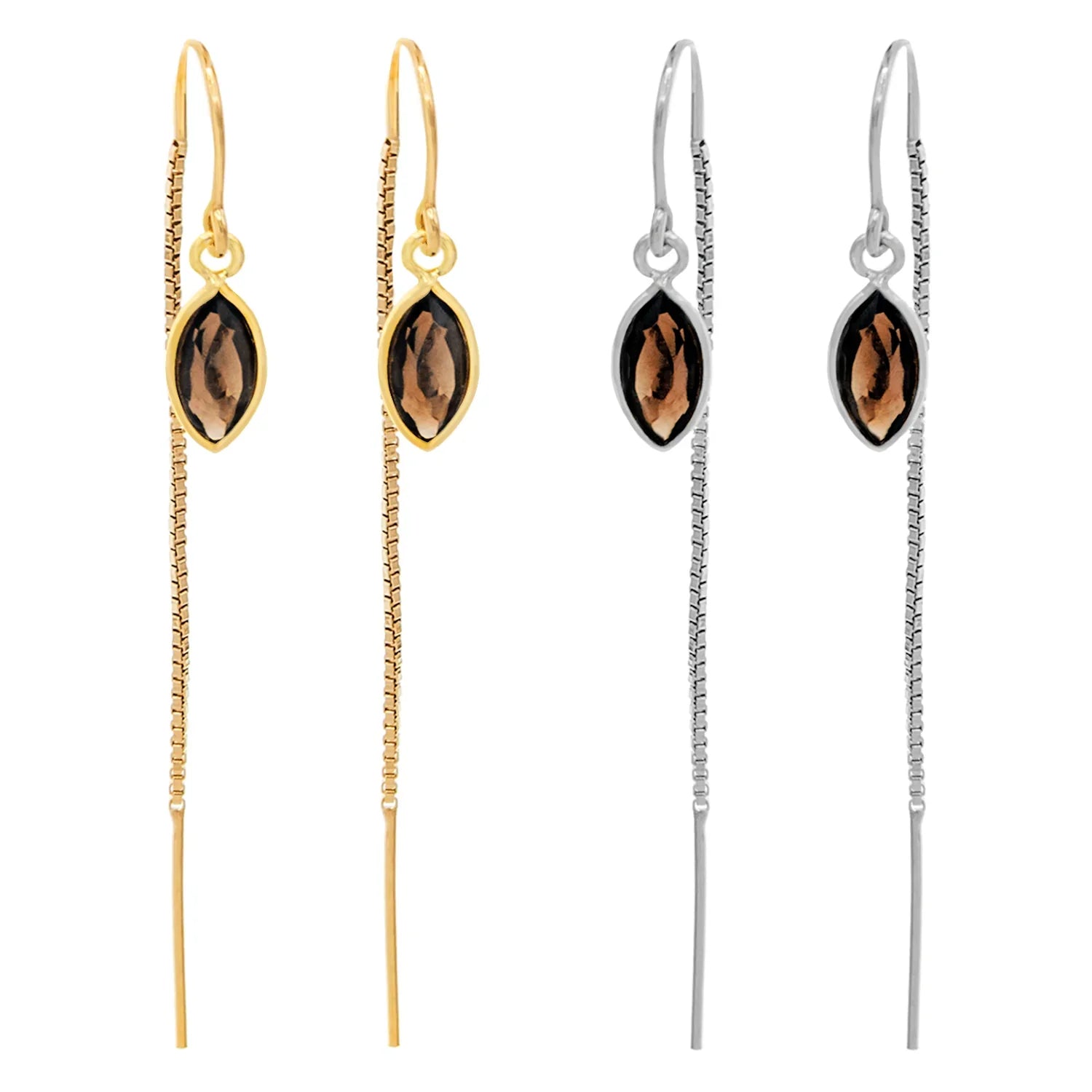 Smoky Quartz Marquise Bezel Threaders - BeachBu Jewelry