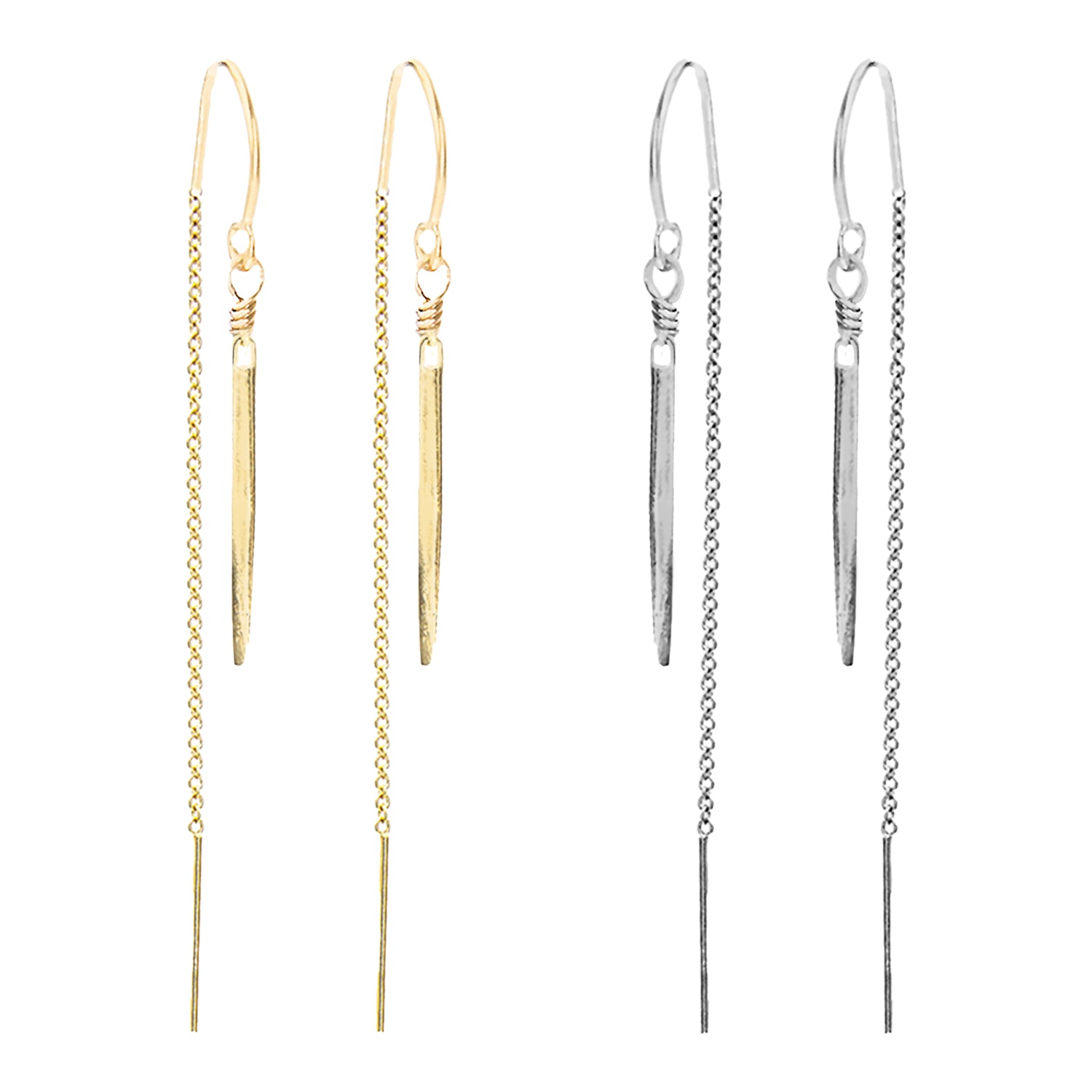 Spike Single Chain Threader Earrings with 1 Inch Spike - BeachBu Jewelry